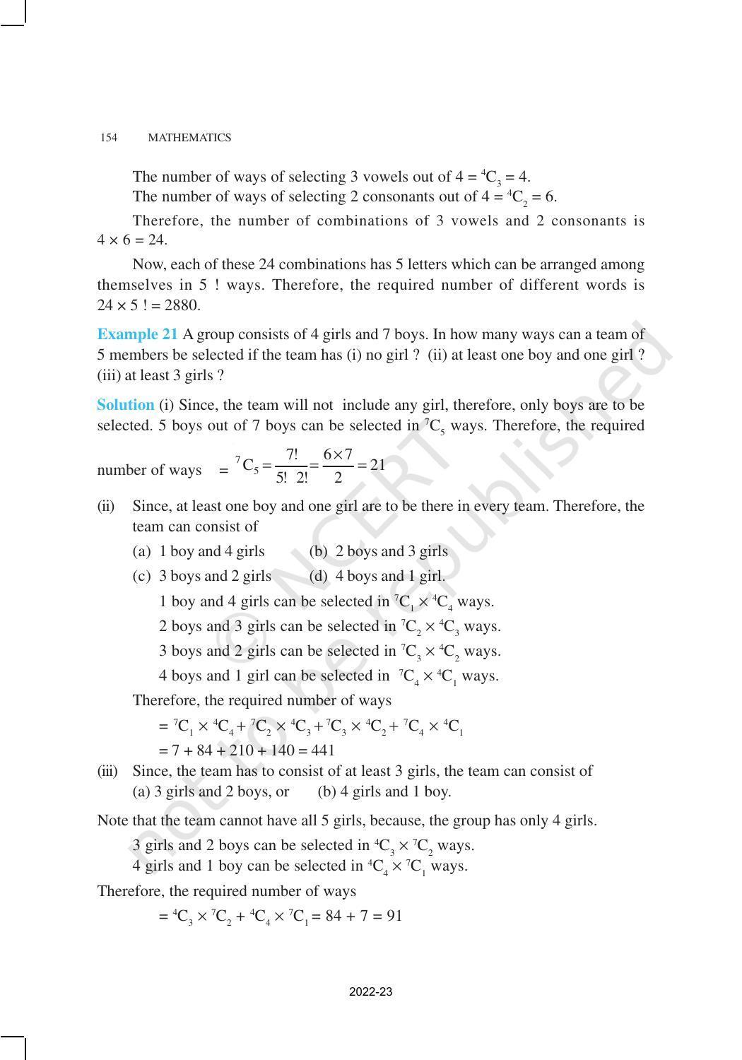 NCERT Book for Class 11 Maths Chapter 7 Permutations and Combinations - Page 21