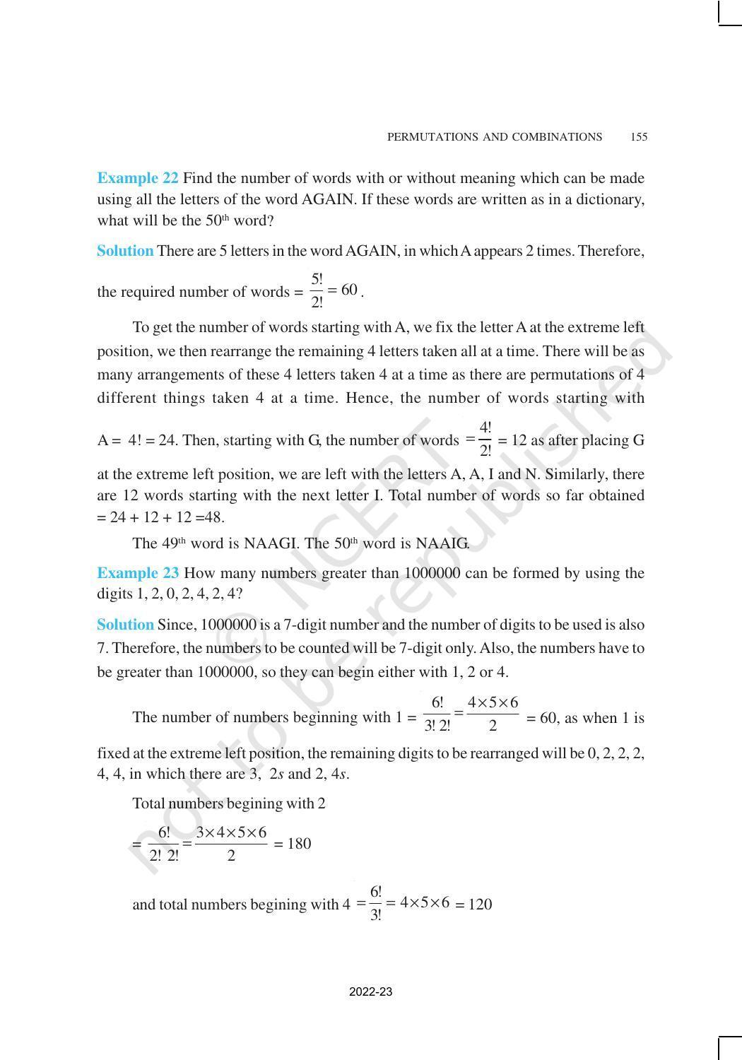 NCERT Book for Class 11 Maths Chapter 7 Permutations and Combinations - Page 22
