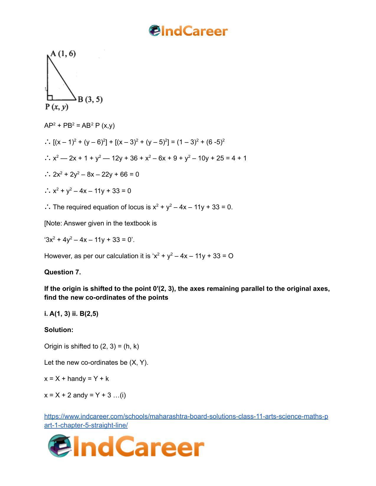 Maharashtra Board Solutions Class 11-Arts & Science Maths (Part 1): Chapter 5- Straight Line - Page 6