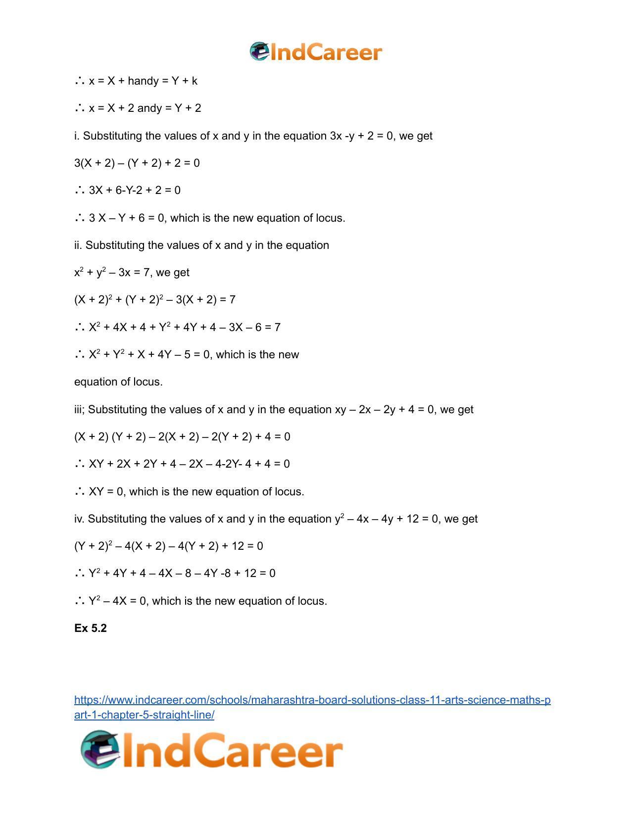 Maharashtra Board Solutions Class 11-Arts & Science Maths (Part 1): Chapter 5- Straight Line - Page 9