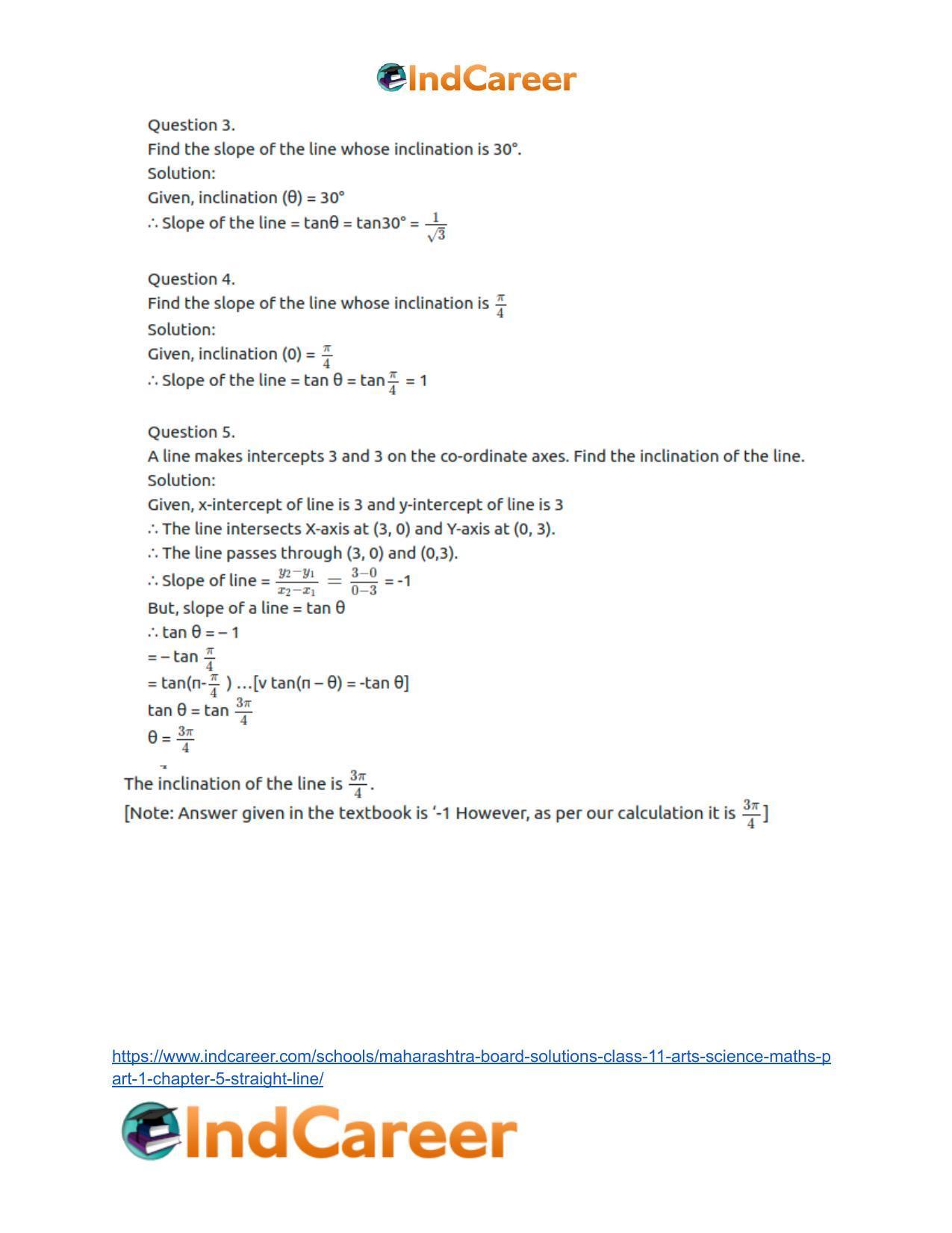 Maharashtra Board Solutions Class 11-Arts & Science Maths (Part 1): Chapter 5- Straight Line - Page 12