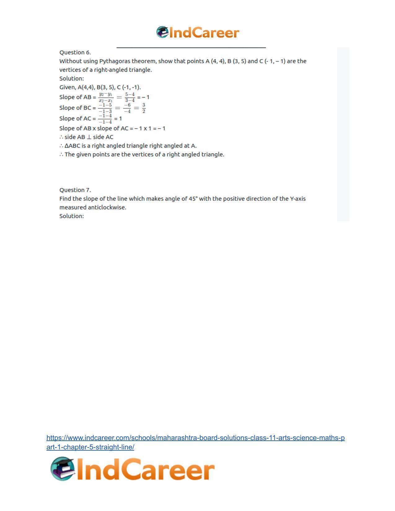 Maharashtra Board Solutions Class 11-Arts & Science Maths (Part 1): Chapter 5- Straight Line - Page 13