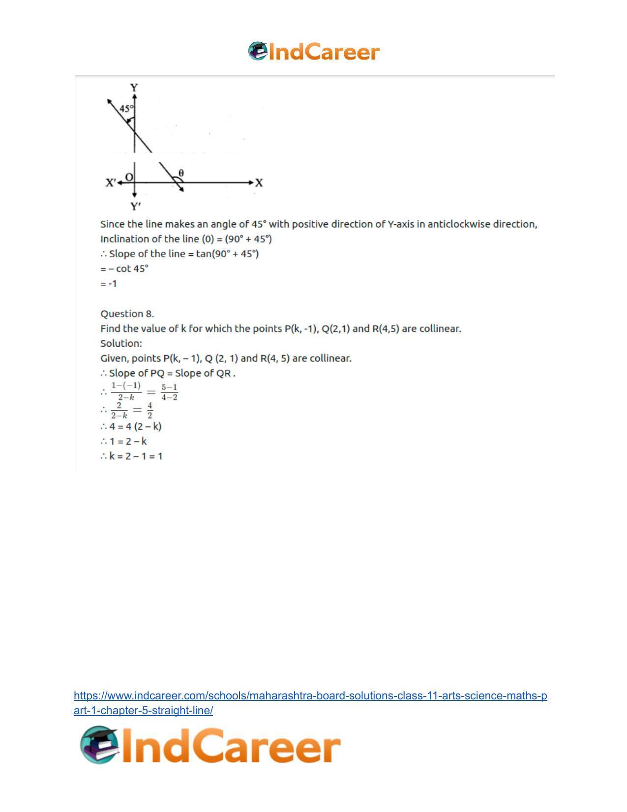 Maharashtra Board Solutions Class 11-Arts & Science Maths (Part 1): Chapter 5- Straight Line - Page 14