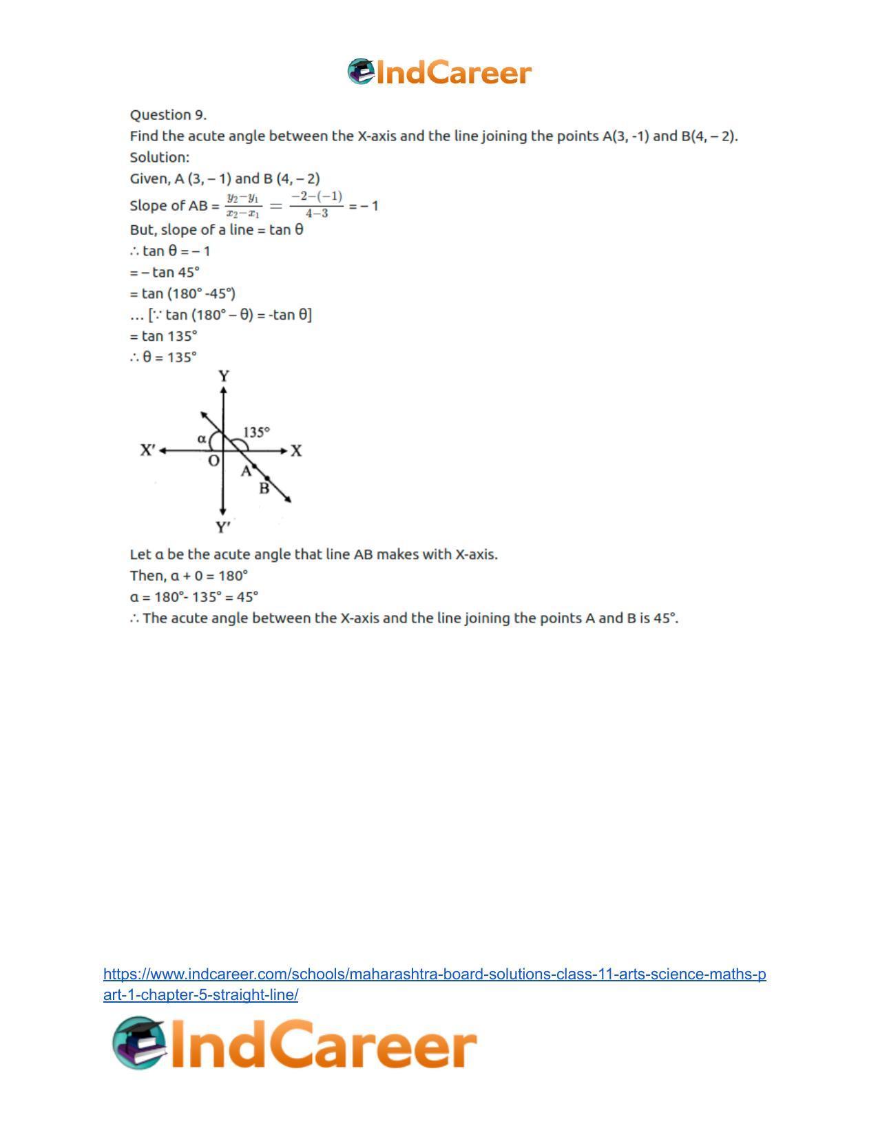 Maharashtra Board Solutions Class 11-Arts & Science Maths (Part 1): Chapter 5- Straight Line - Page 15