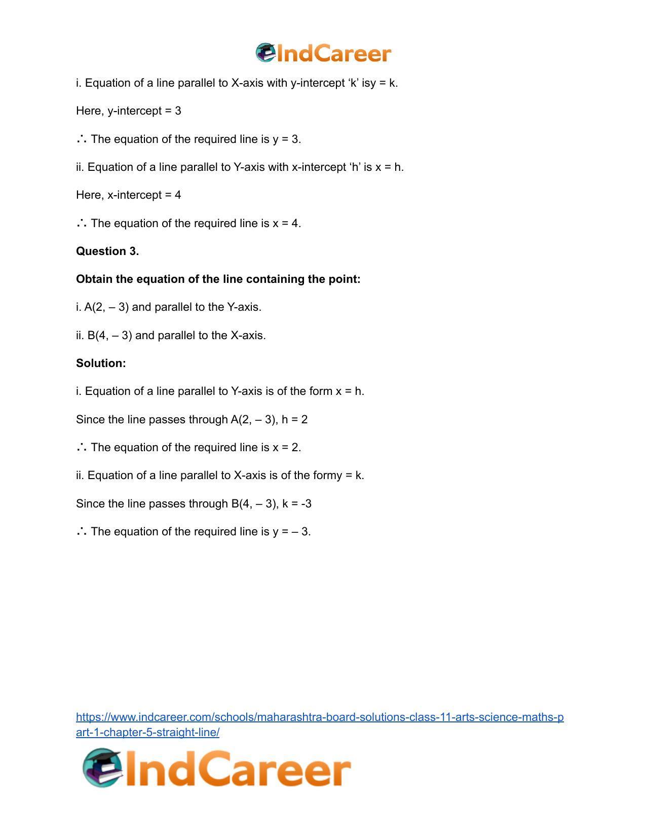 Maharashtra Board Solutions Class 11-Arts & Science Maths (Part 1): Chapter 5- Straight Line - Page 18