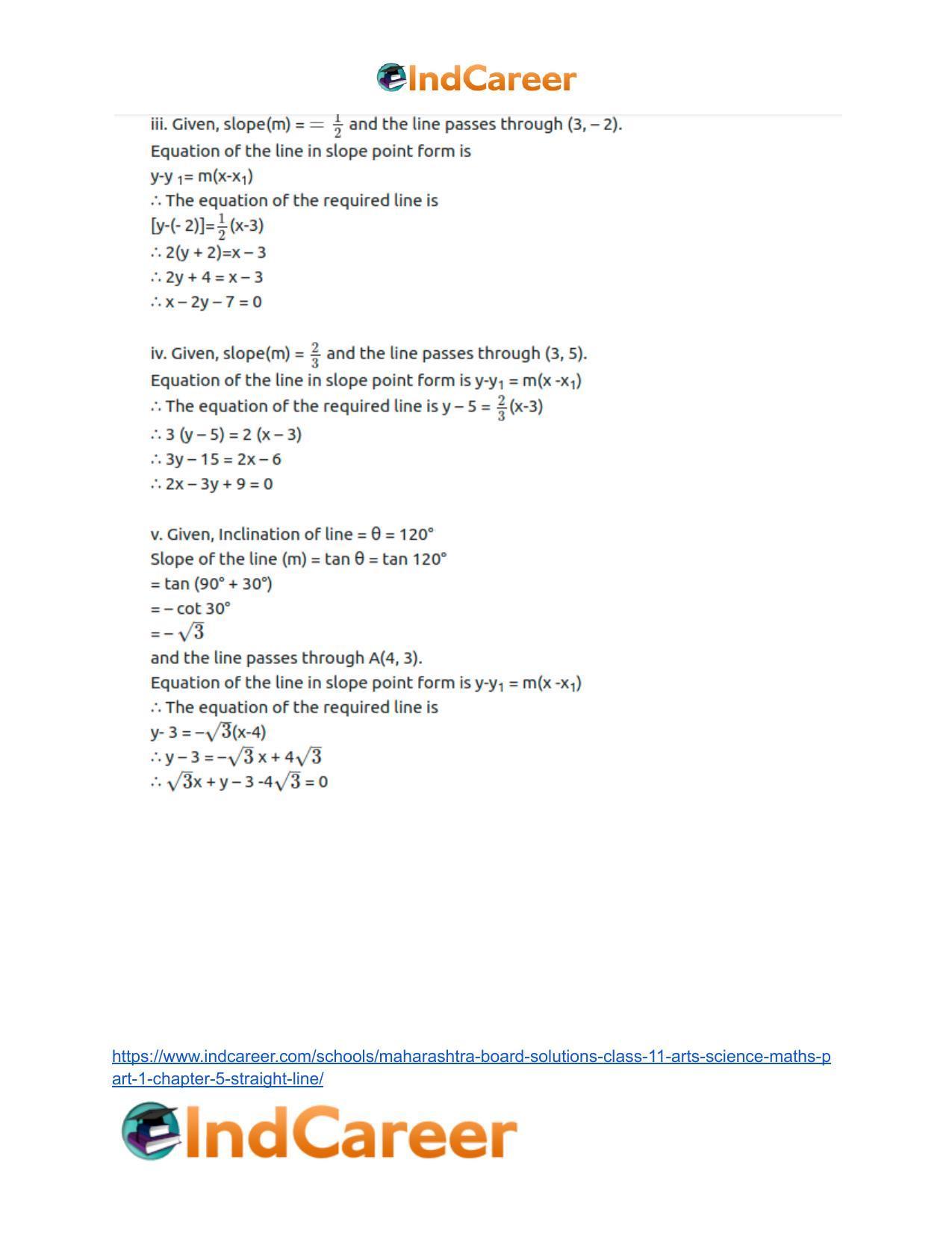 Maharashtra Board Solutions Class 11-Arts & Science Maths (Part 1): Chapter 5- Straight Line - Page 21