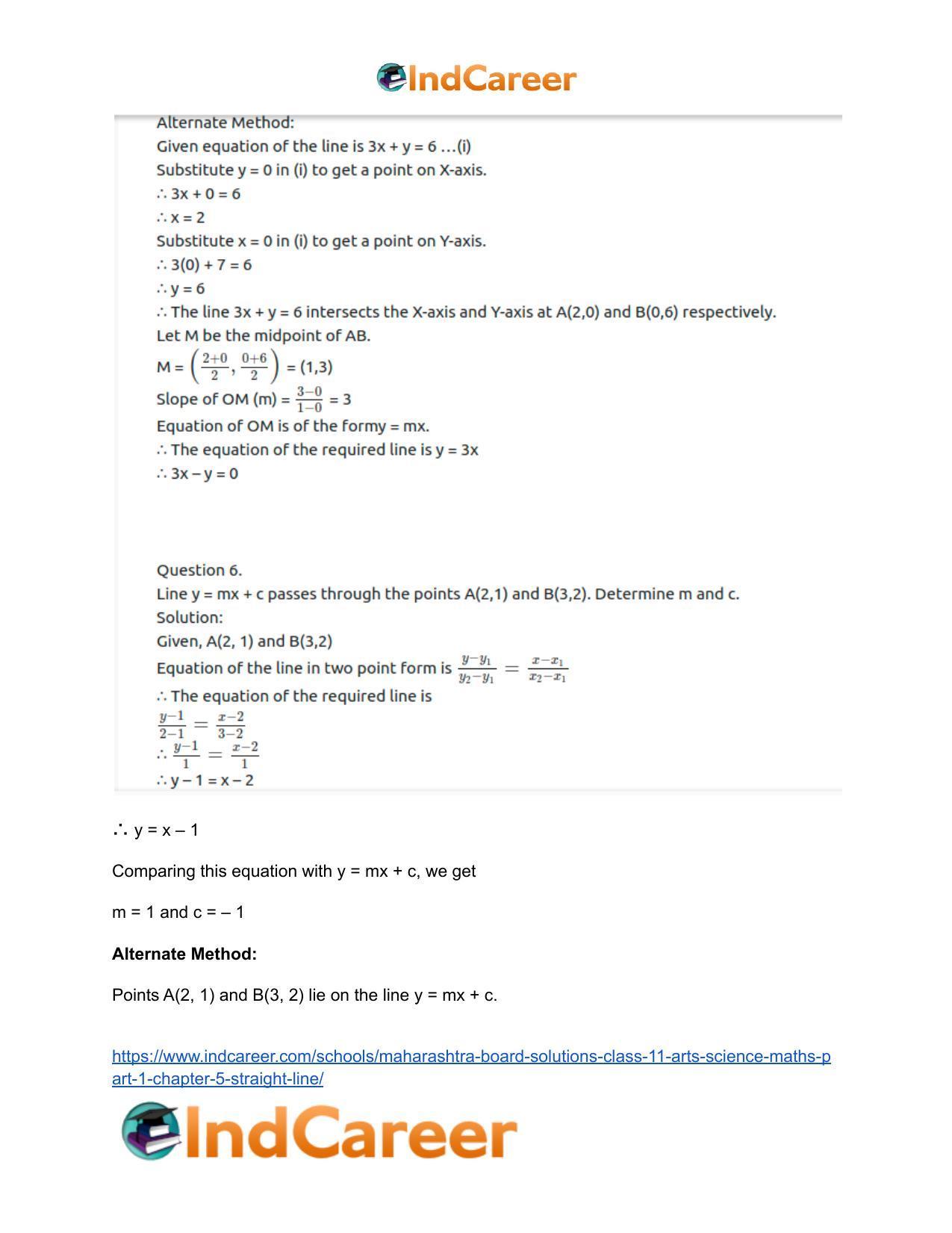 Maharashtra Board Solutions Class 11-Arts & Science Maths (Part 1): Chapter 5- Straight Line - Page 23
