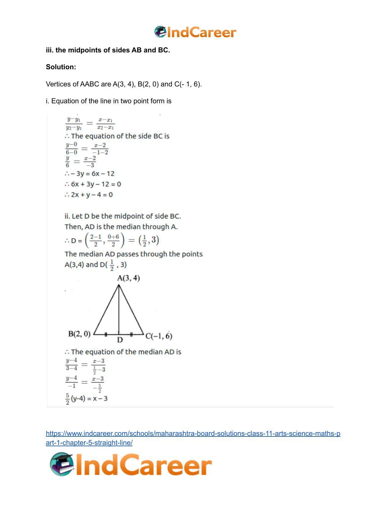 Maharashtra Board Solutions Class 11-Arts & Science Maths (Part 1): Chapter 5- Straight Line - Page 25