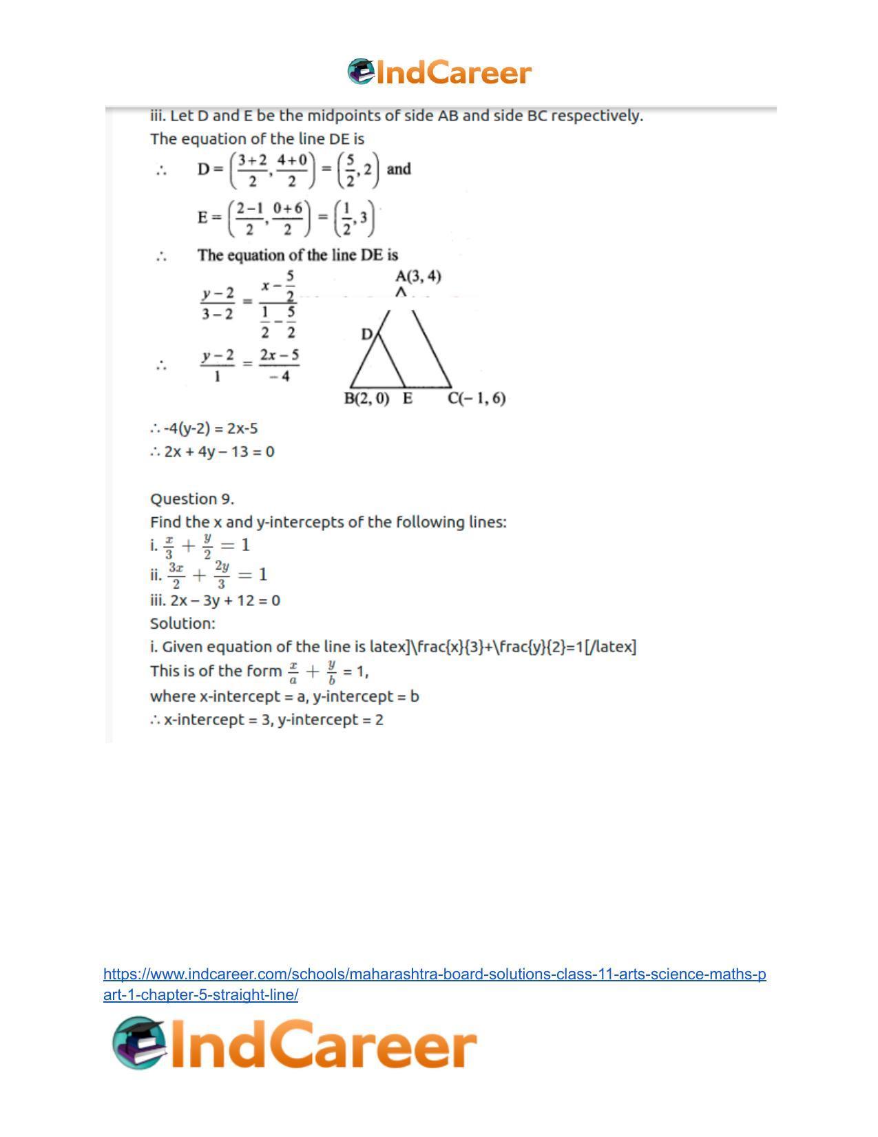 Maharashtra Board Solutions Class 11-Arts & Science Maths (Part 1): Chapter 5- Straight Line - Page 27
