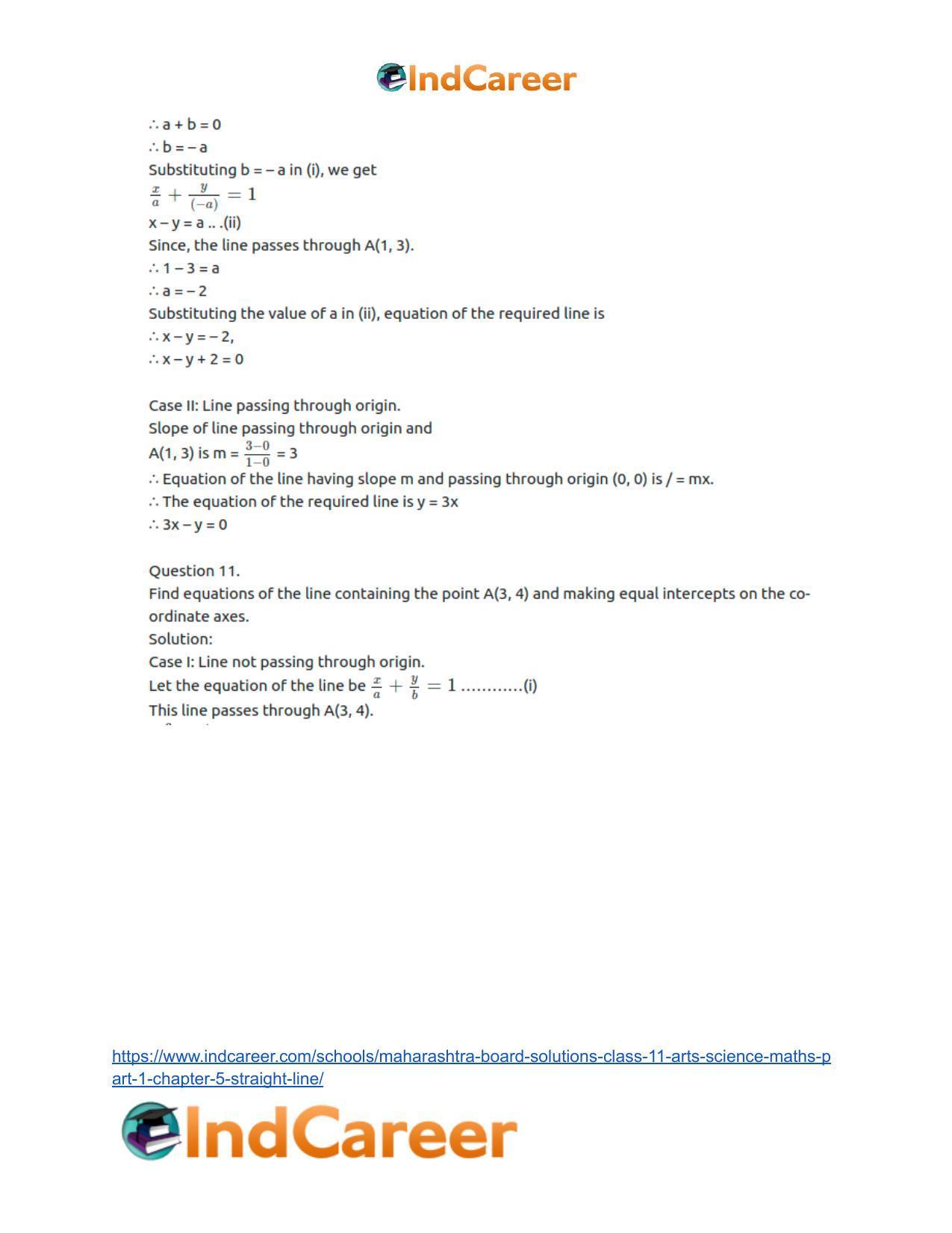Maharashtra Board Solutions Class 11-Arts & Science Maths (Part 1): Chapter 5- Straight Line - Page 29