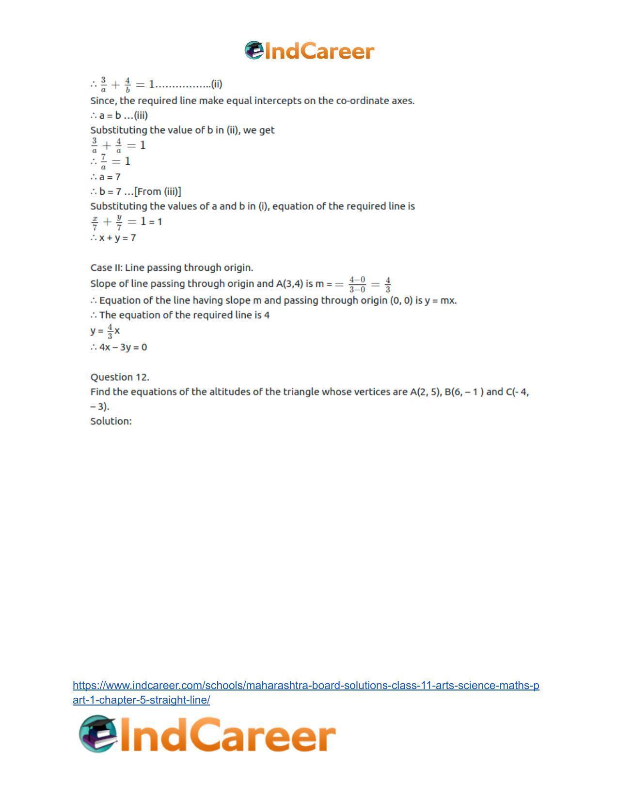 Maharashtra Board Solutions Class 11-Arts & Science Maths (Part 1): Chapter 5- Straight Line - Page 30
