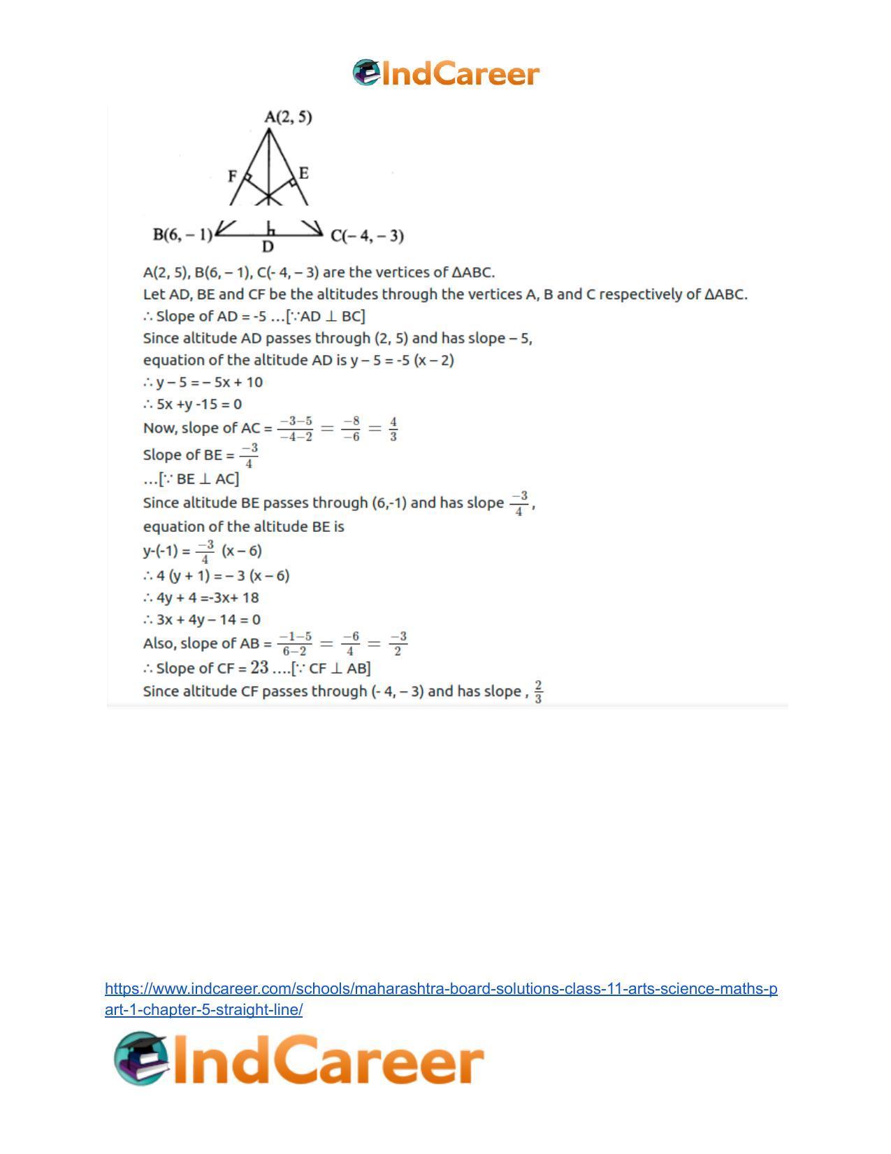 Maharashtra Board Solutions Class 11-Arts & Science Maths (Part 1): Chapter 5- Straight Line - Page 31