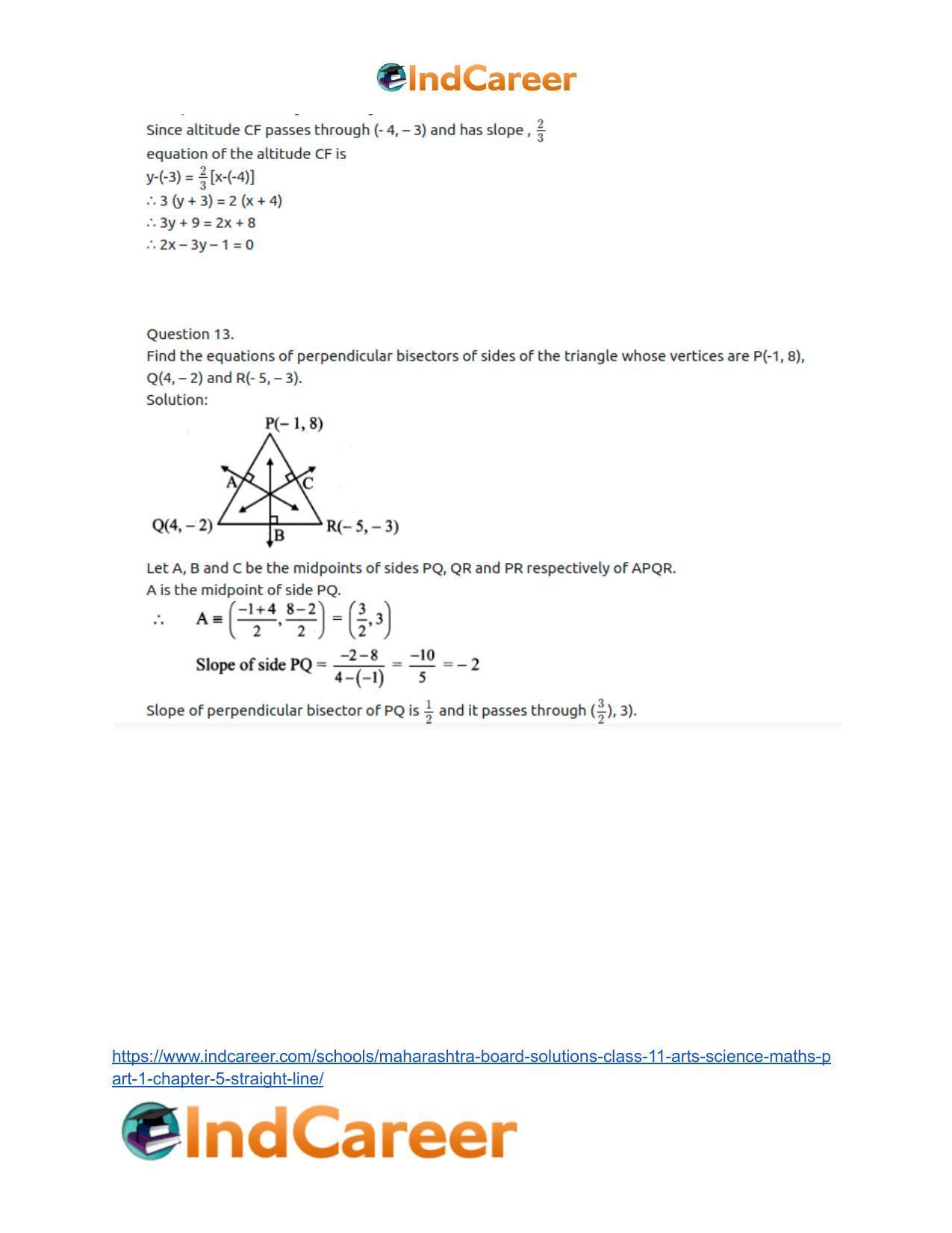 Maharashtra Board Solutions Class 11-Arts & Science Maths (Part 1): Chapter 5- Straight Line - Page 32