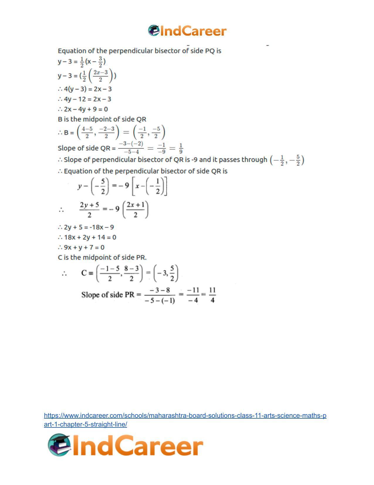 Maharashtra Board Solutions Class 11-Arts & Science Maths (Part 1): Chapter 5- Straight Line - Page 33