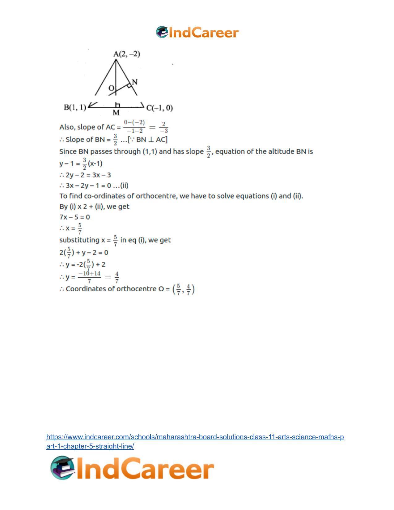 Maharashtra Board Solutions Class 11-Arts & Science Maths (Part 1): Chapter 5- Straight Line - Page 35