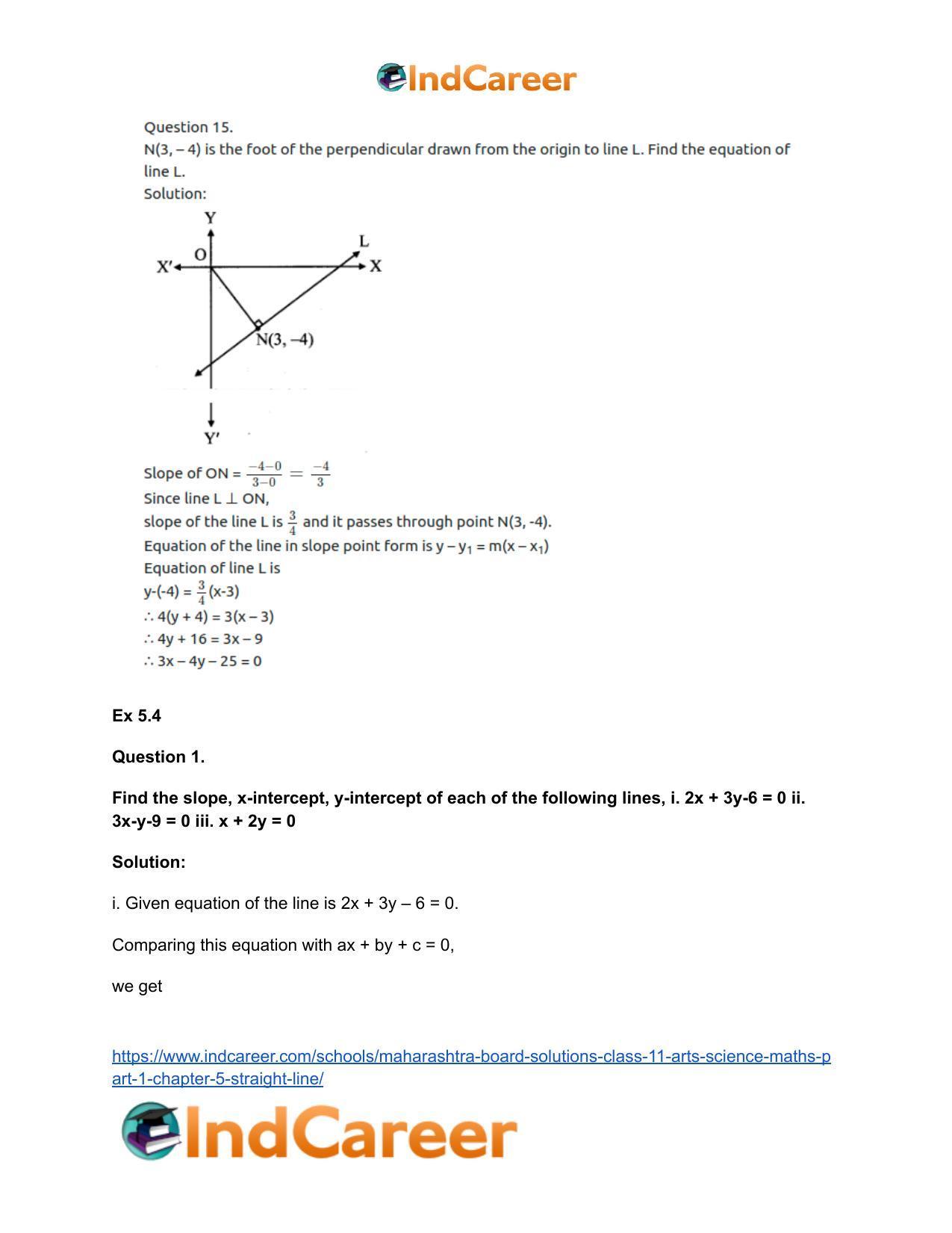 Maharashtra Board Solutions Class 11-Arts & Science Maths (Part 1): Chapter 5- Straight Line - Page 36