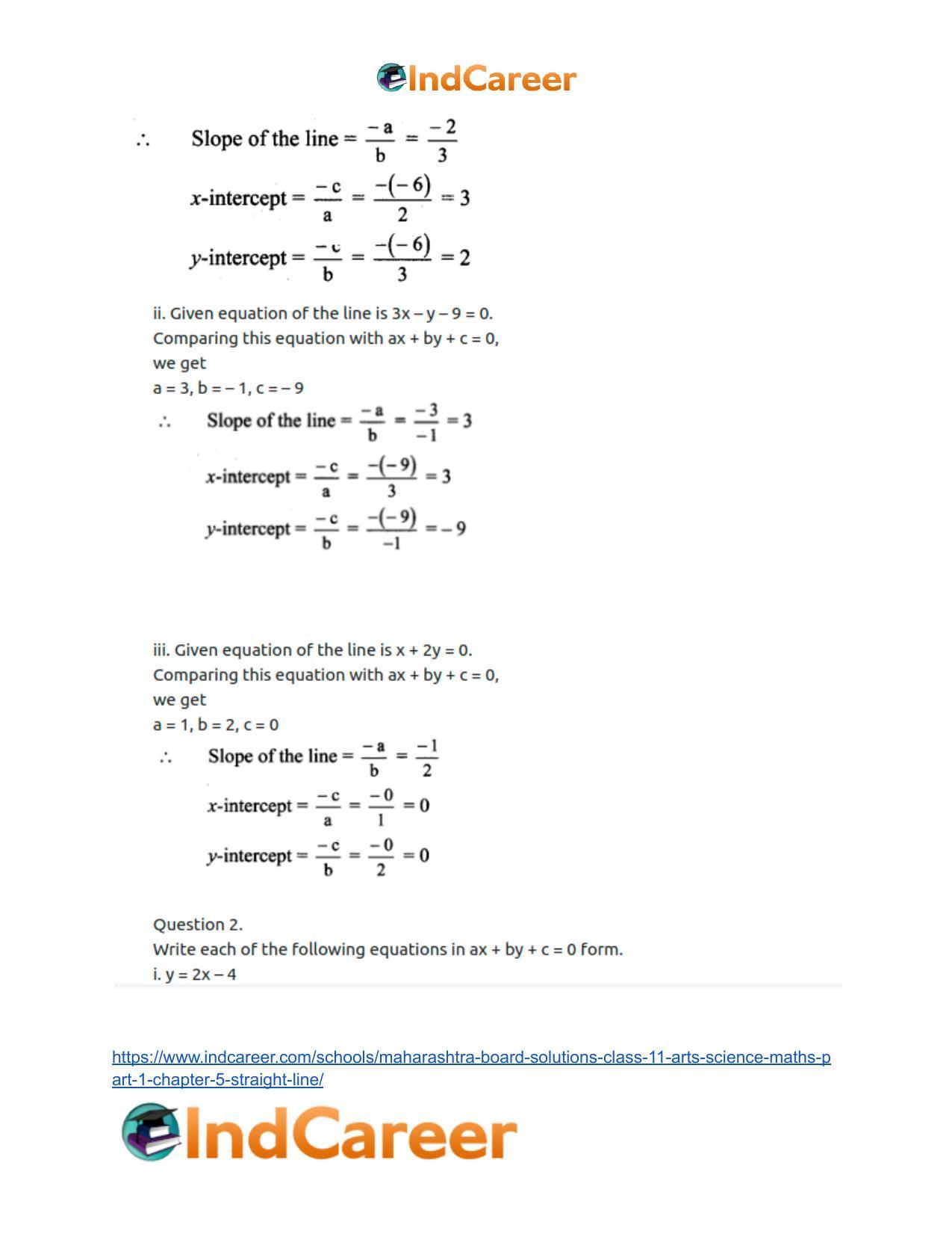 Maharashtra Board Solutions Class 11-Arts & Science Maths (Part 1): Chapter 5- Straight Line - Page 38