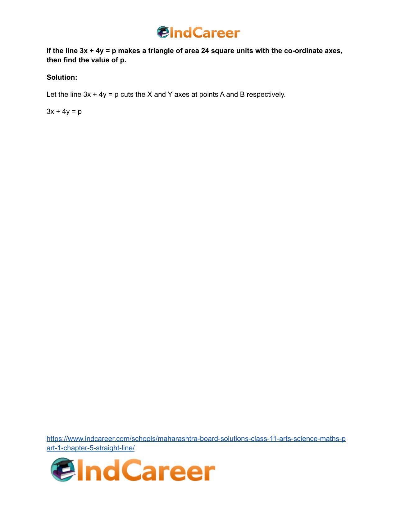 Maharashtra Board Solutions Class 11-Arts & Science Maths (Part 1): Chapter 5- Straight Line - Page 42