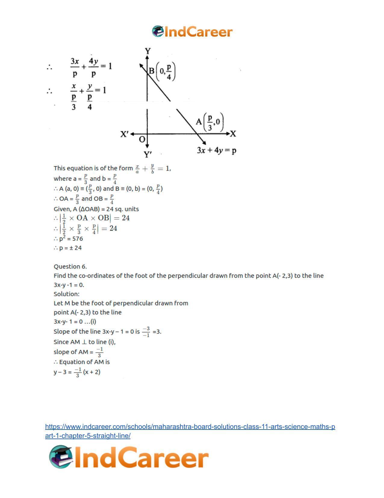 Maharashtra Board Solutions Class 11-Arts & Science Maths (Part 1): Chapter 5- Straight Line - Page 43