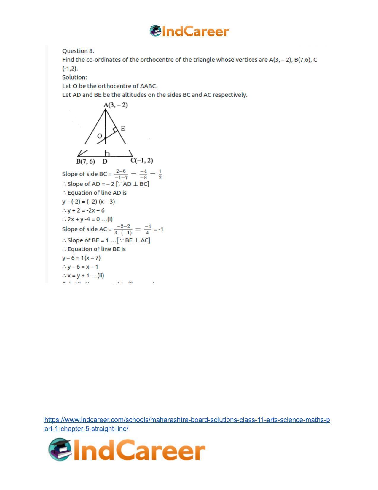 Maharashtra Board Solutions Class 11-Arts & Science Maths (Part 1): Chapter 5- Straight Line - Page 47
