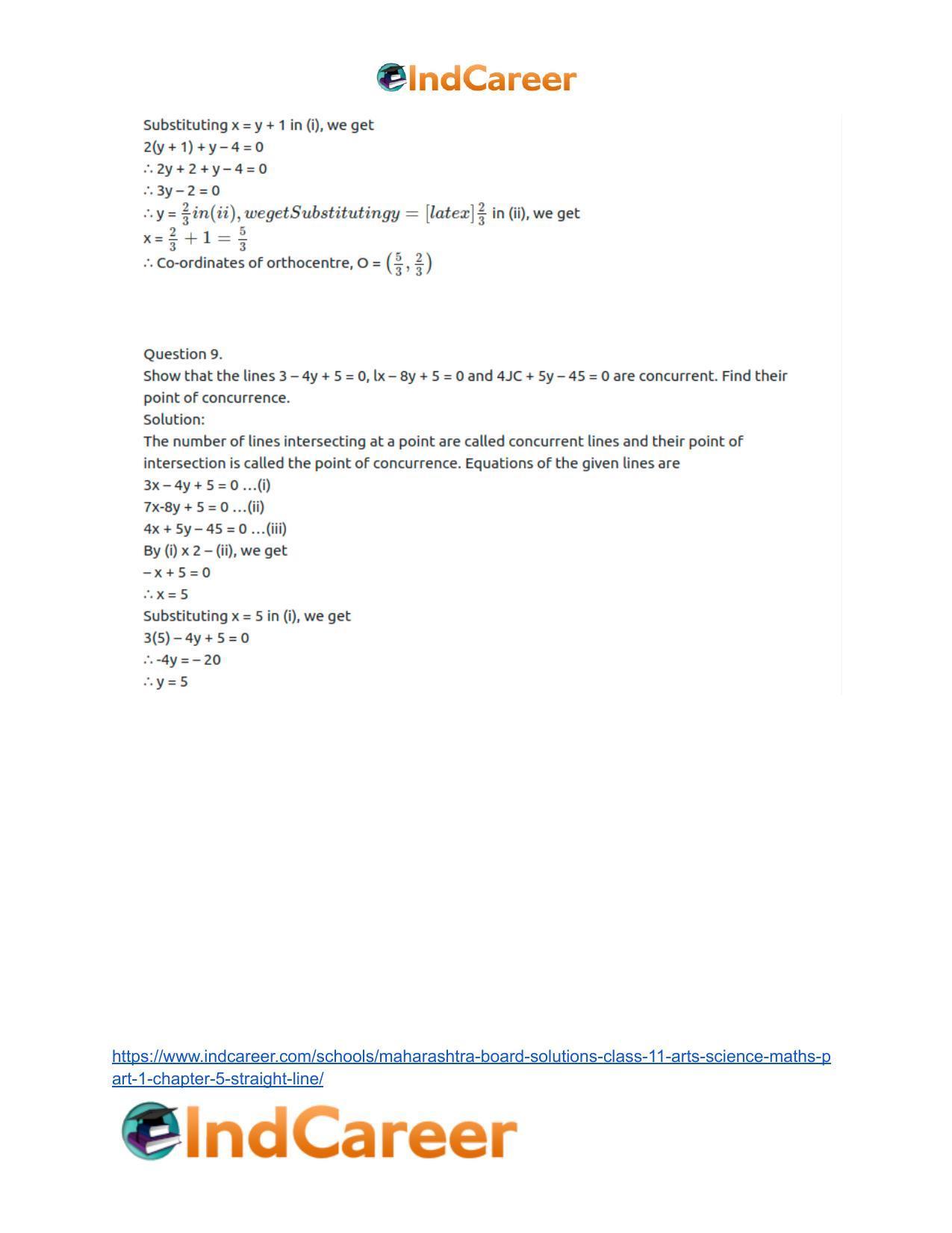 Maharashtra Board Solutions Class 11-Arts & Science Maths (Part 1): Chapter 5- Straight Line - Page 48