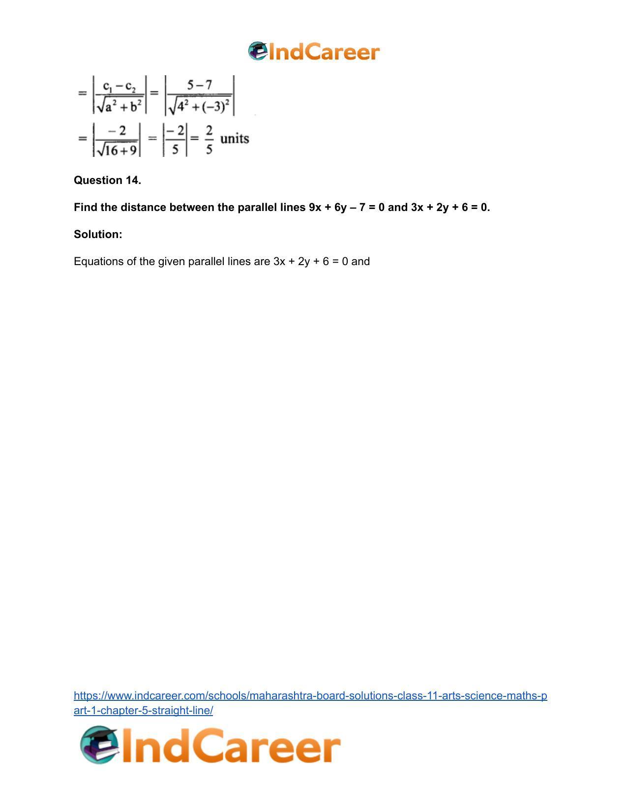 Maharashtra Board Solutions Class 11-Arts & Science Maths (Part 1): Chapter 5- Straight Line - Page 51