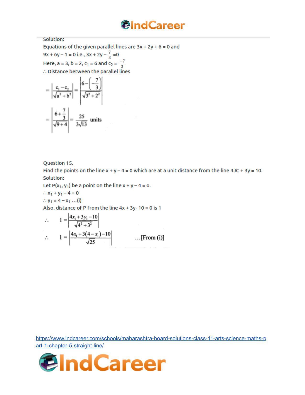 Maharashtra Board Solutions Class 11-Arts & Science Maths (Part 1): Chapter 5- Straight Line - Page 52