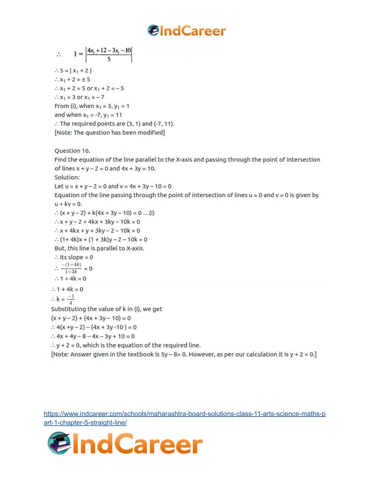 Maharashtra Board Solutions Class 11-Arts & Science Maths (Part 1): Chapter 5- Straight Line - Page 53