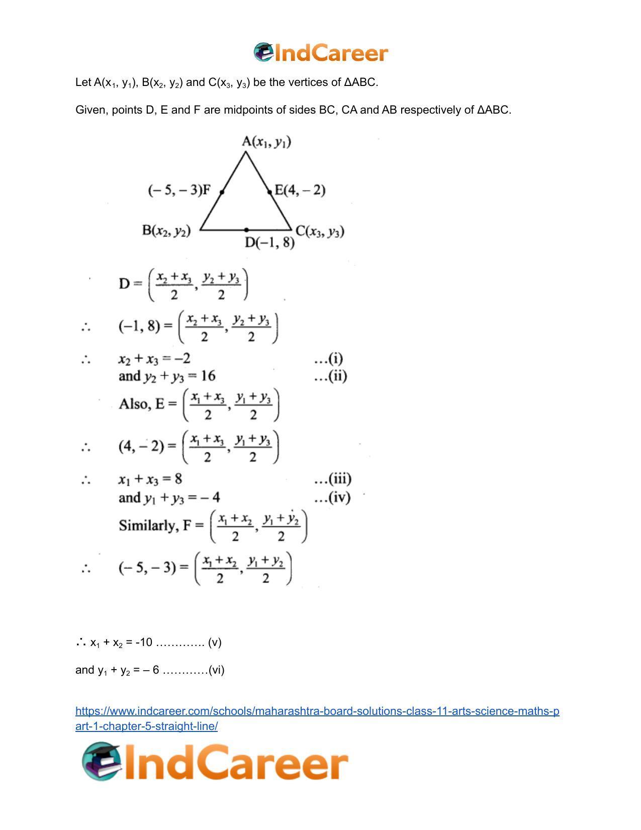 Maharashtra Board Solutions Class 11-Arts & Science Maths (Part 1): Chapter 5- Straight Line - Page 56