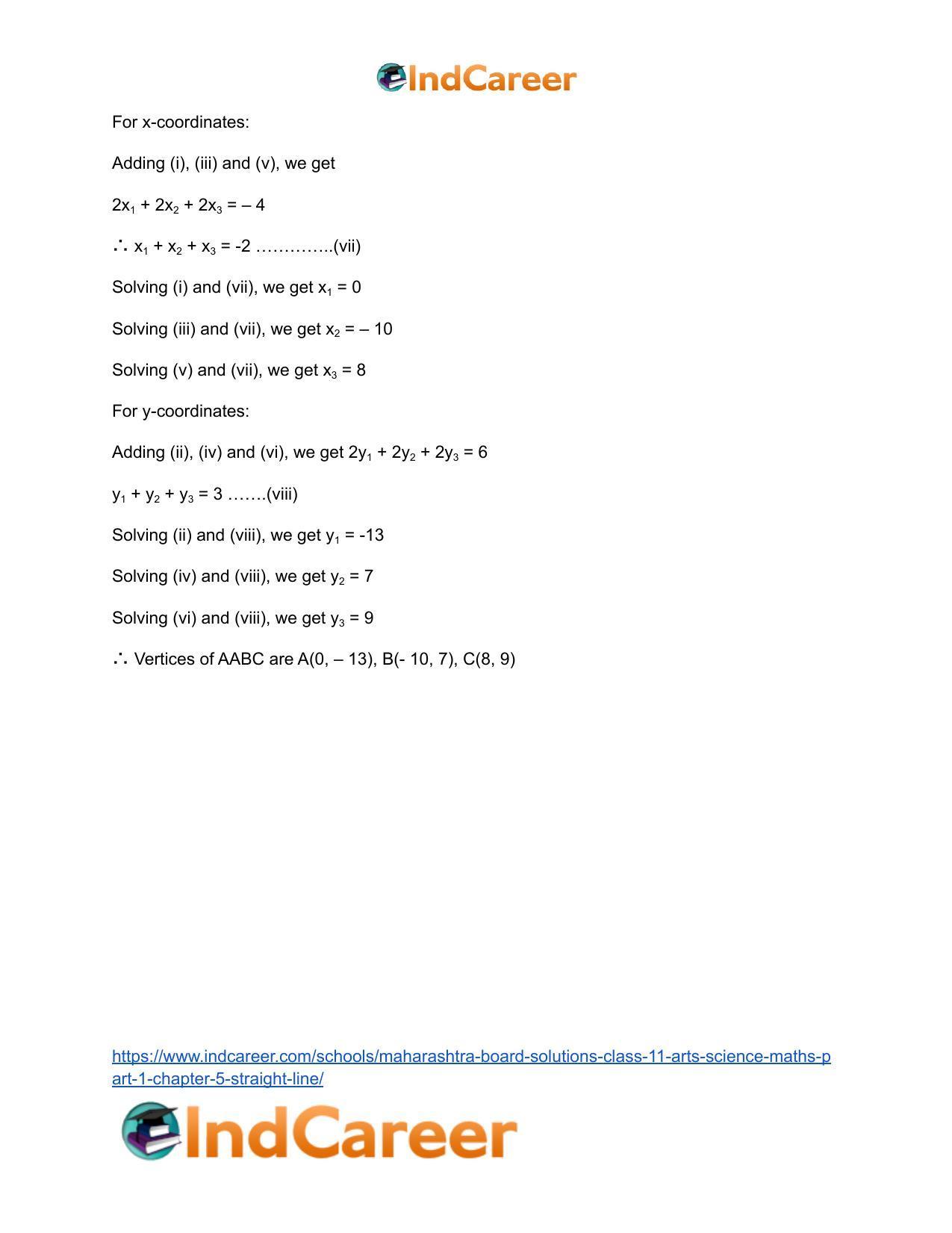 Maharashtra Board Solutions Class 11-Arts & Science Maths (Part 1): Chapter 5- Straight Line - Page 57