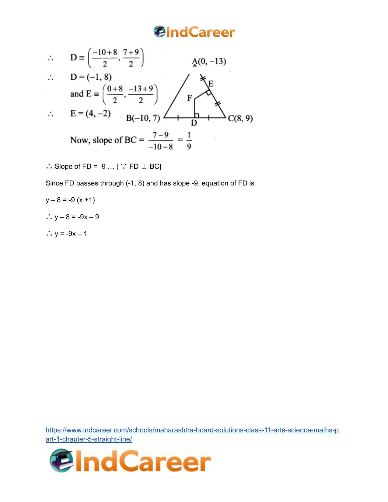 Maharashtra Board Solutions Class 11-Arts & Science Maths (Part 1): Chapter 5- Straight Line - Page 59
