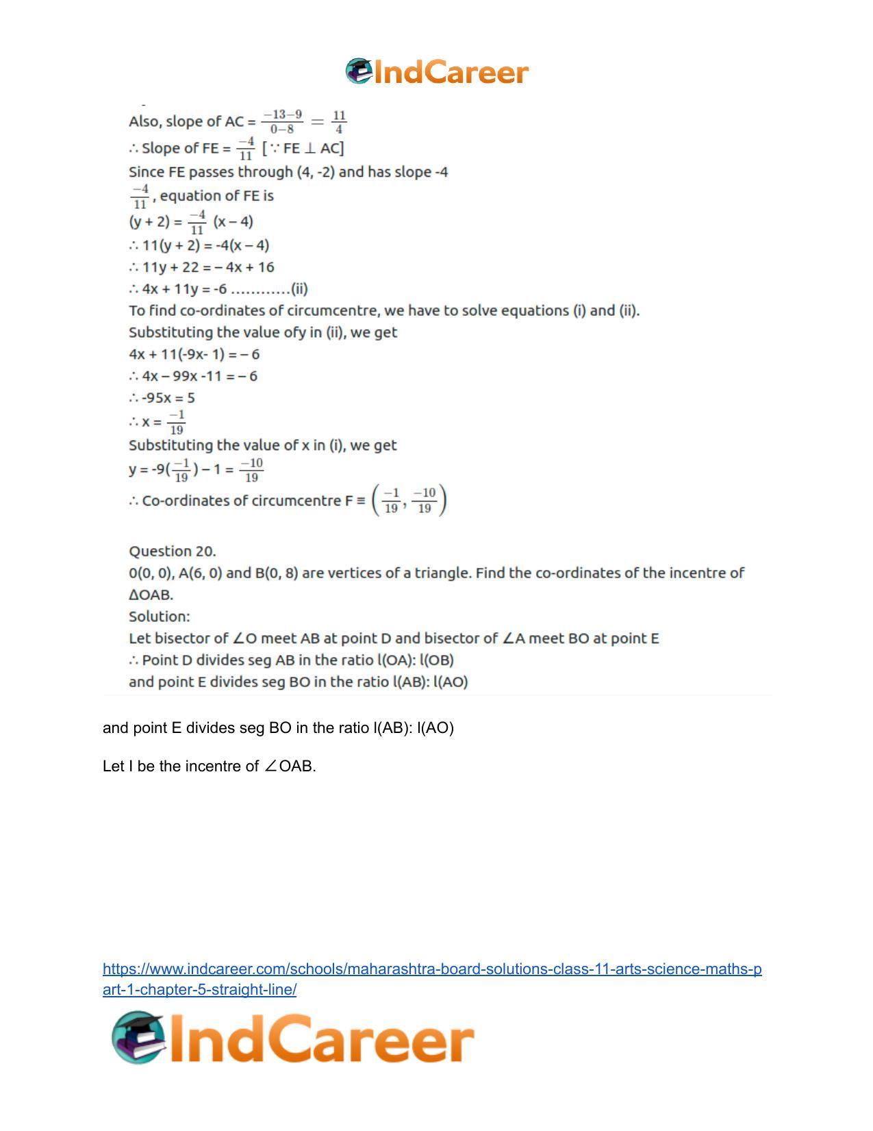 Maharashtra Board Solutions Class 11-Arts & Science Maths (Part 1): Chapter 5- Straight Line - Page 60