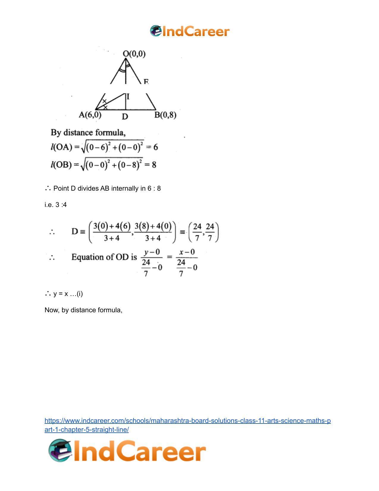 Maharashtra Board Solutions Class 11-Arts & Science Maths (Part 1): Chapter 5- Straight Line - Page 61