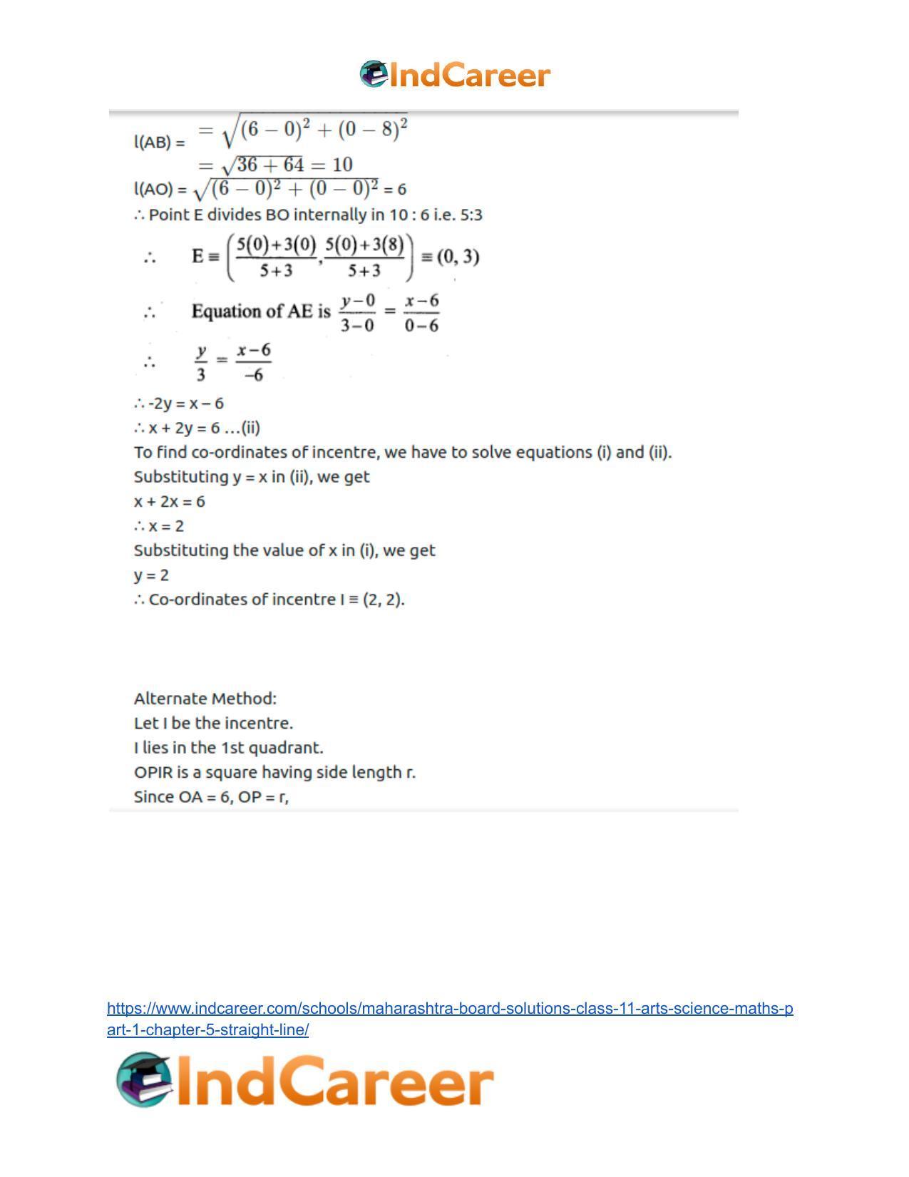 Maharashtra Board Solutions Class 11-Arts & Science Maths (Part 1): Chapter 5- Straight Line - Page 62
