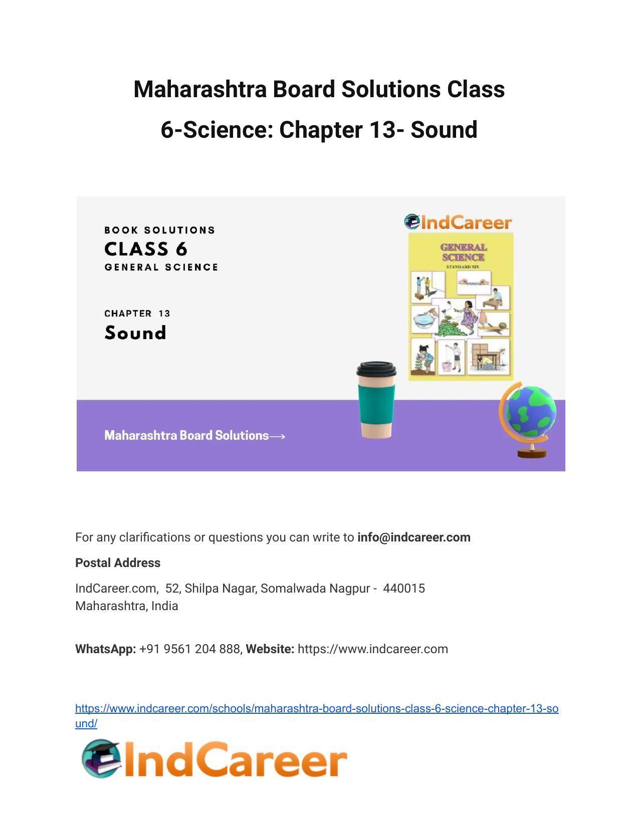 Maharashtra Board Solutions Class 6-Science: Chapter 13- Sound - Page 1