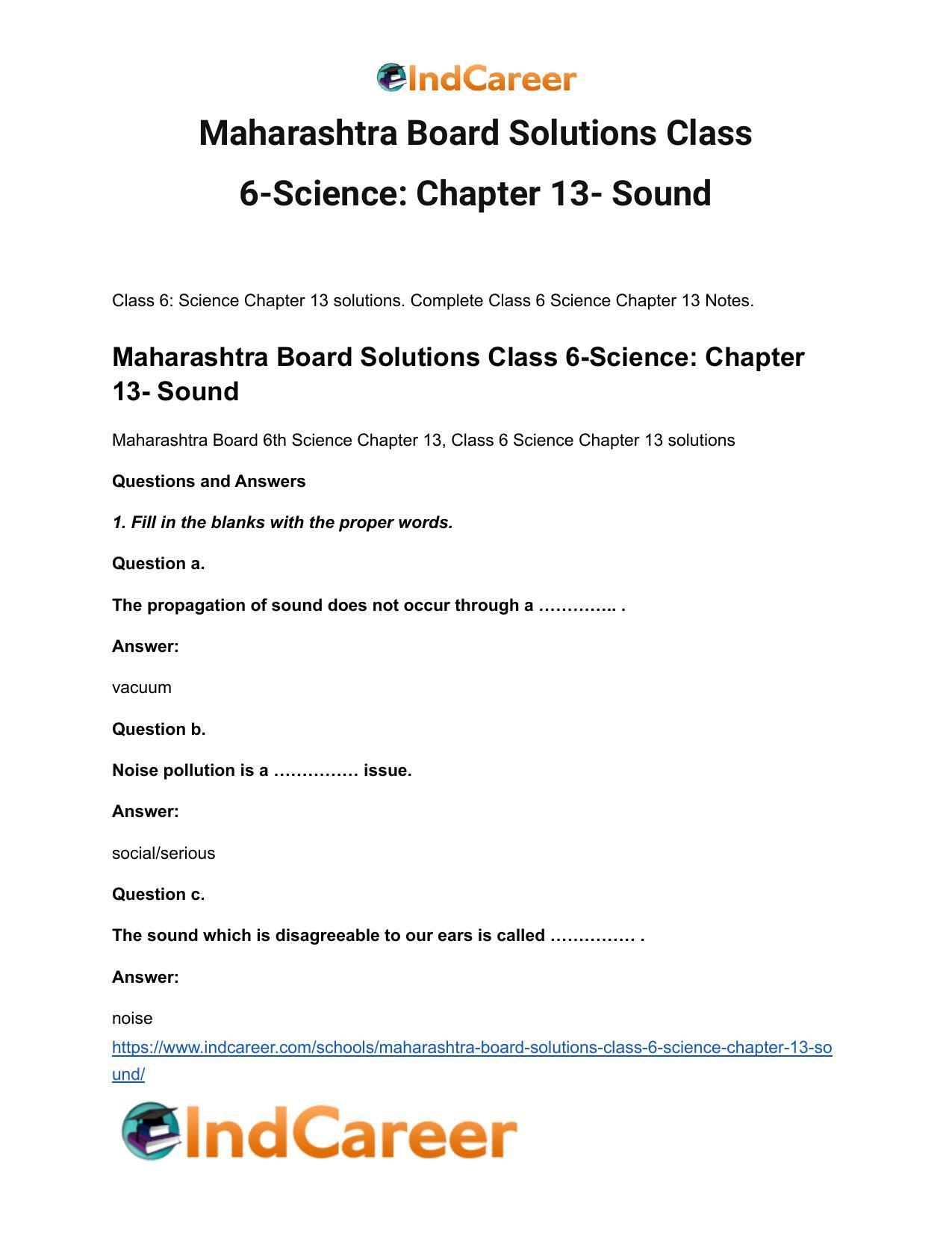 Maharashtra Board Solutions Class 6-Science: Chapter 13- Sound - Page 2