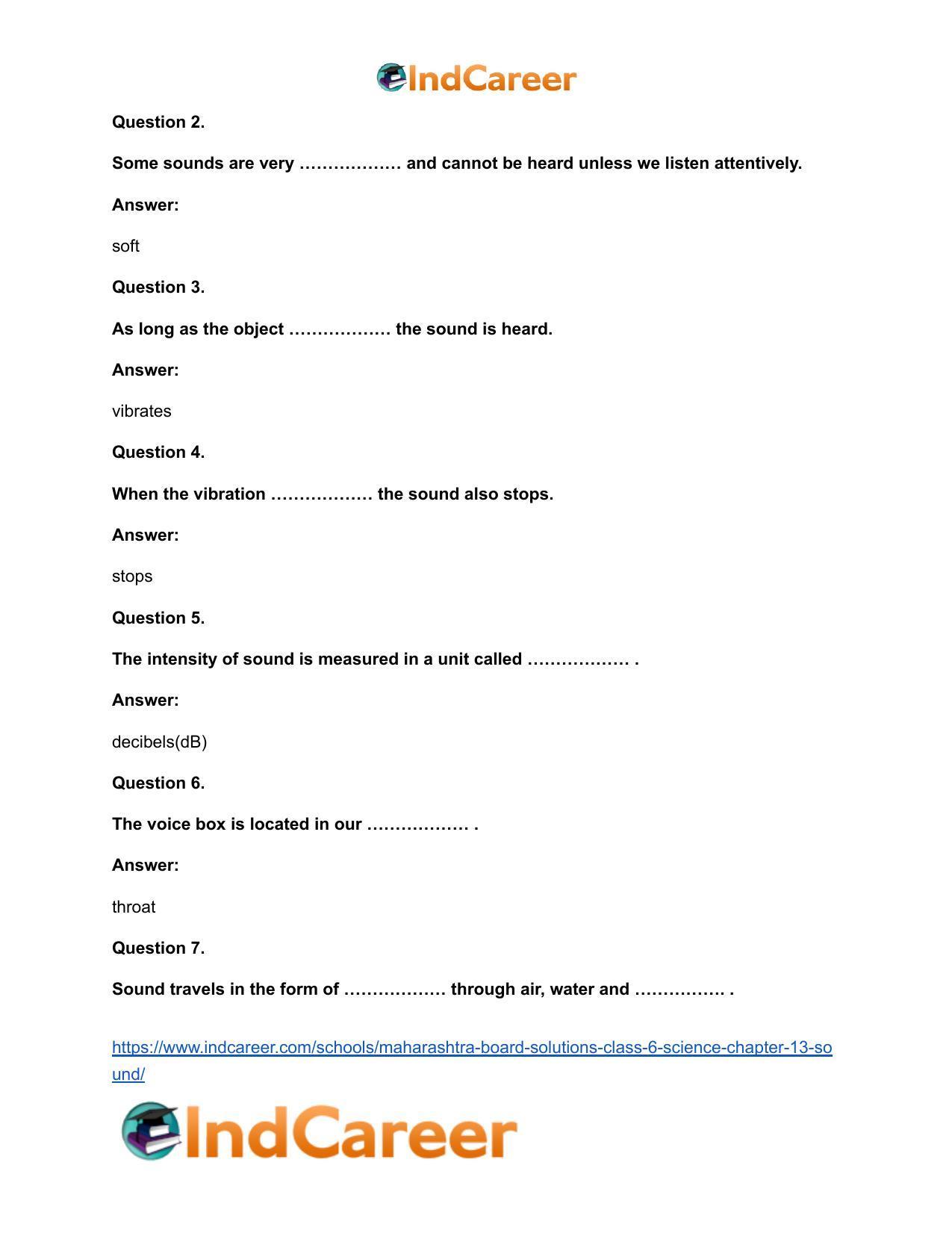 Maharashtra Board Solutions Class 6-Science: Chapter 13- Sound - Page 7