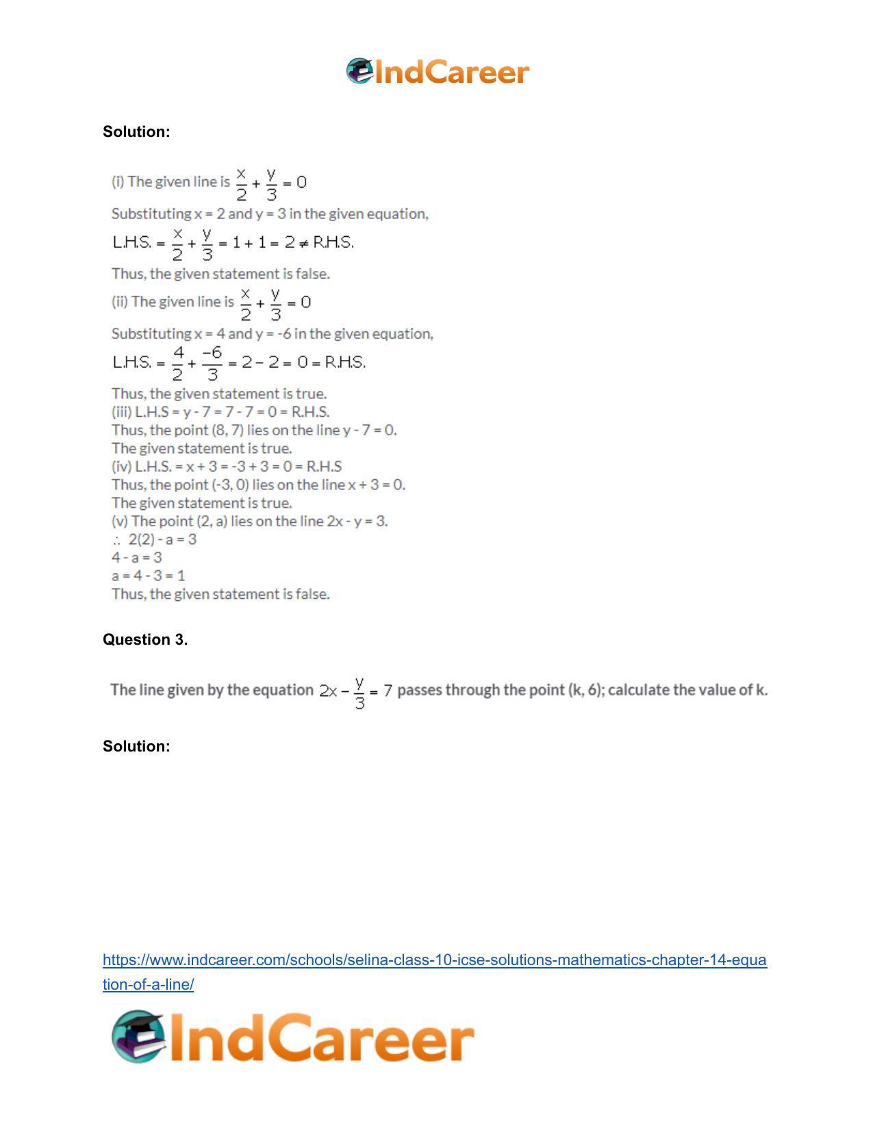 Selina Class 10 ICSE Solutions Mathematics : Chapter 14- Equation of a Line - Page 4