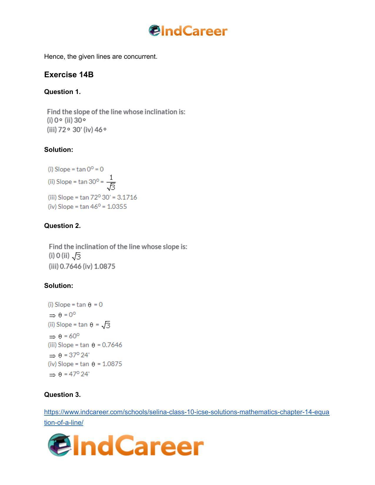 Selina Class 10 ICSE Solutions Mathematics : Chapter 14- Equation of a Line - Page 11