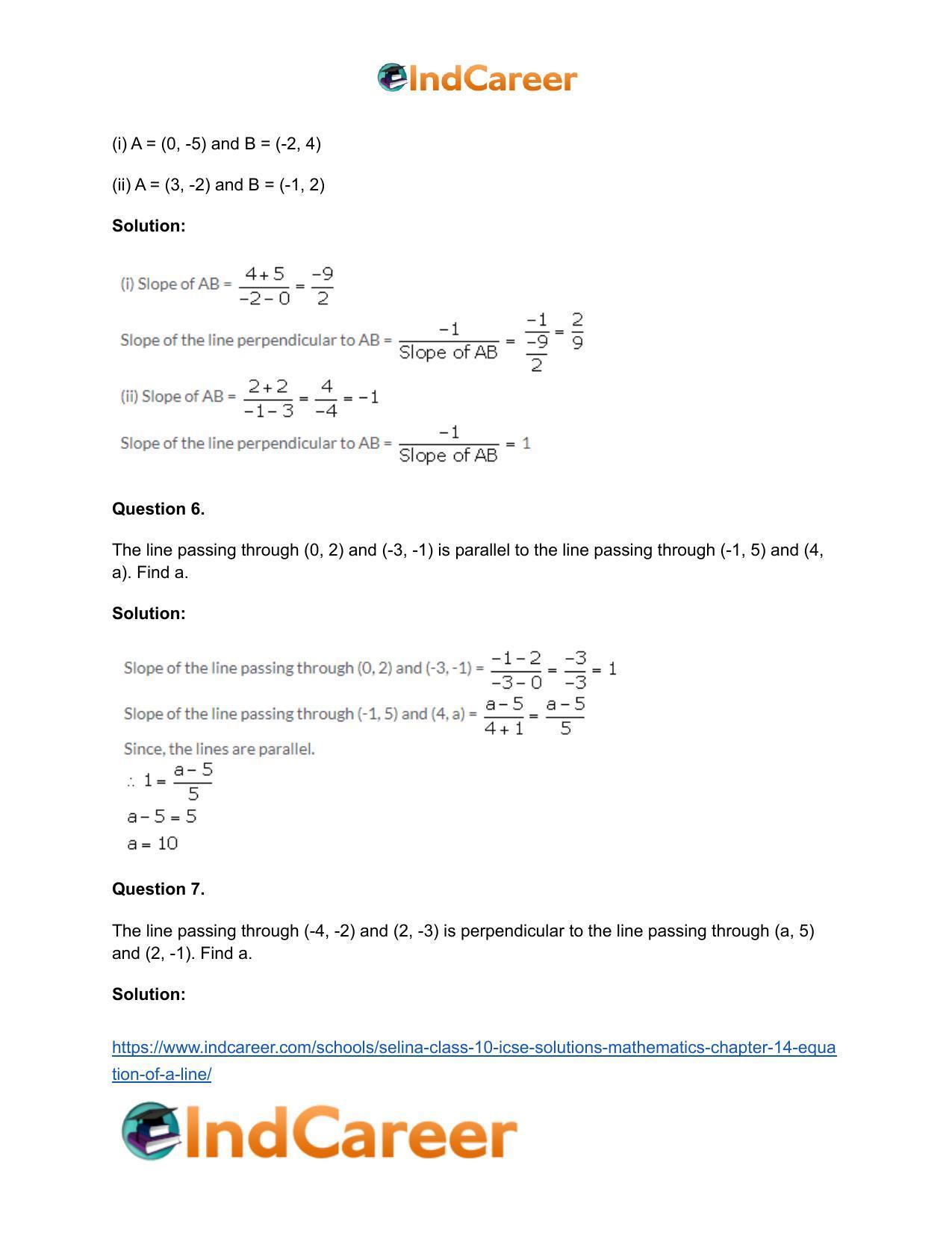 Selina Class 10 ICSE Solutions Mathematics : Chapter 14- Equation of a Line - Page 13