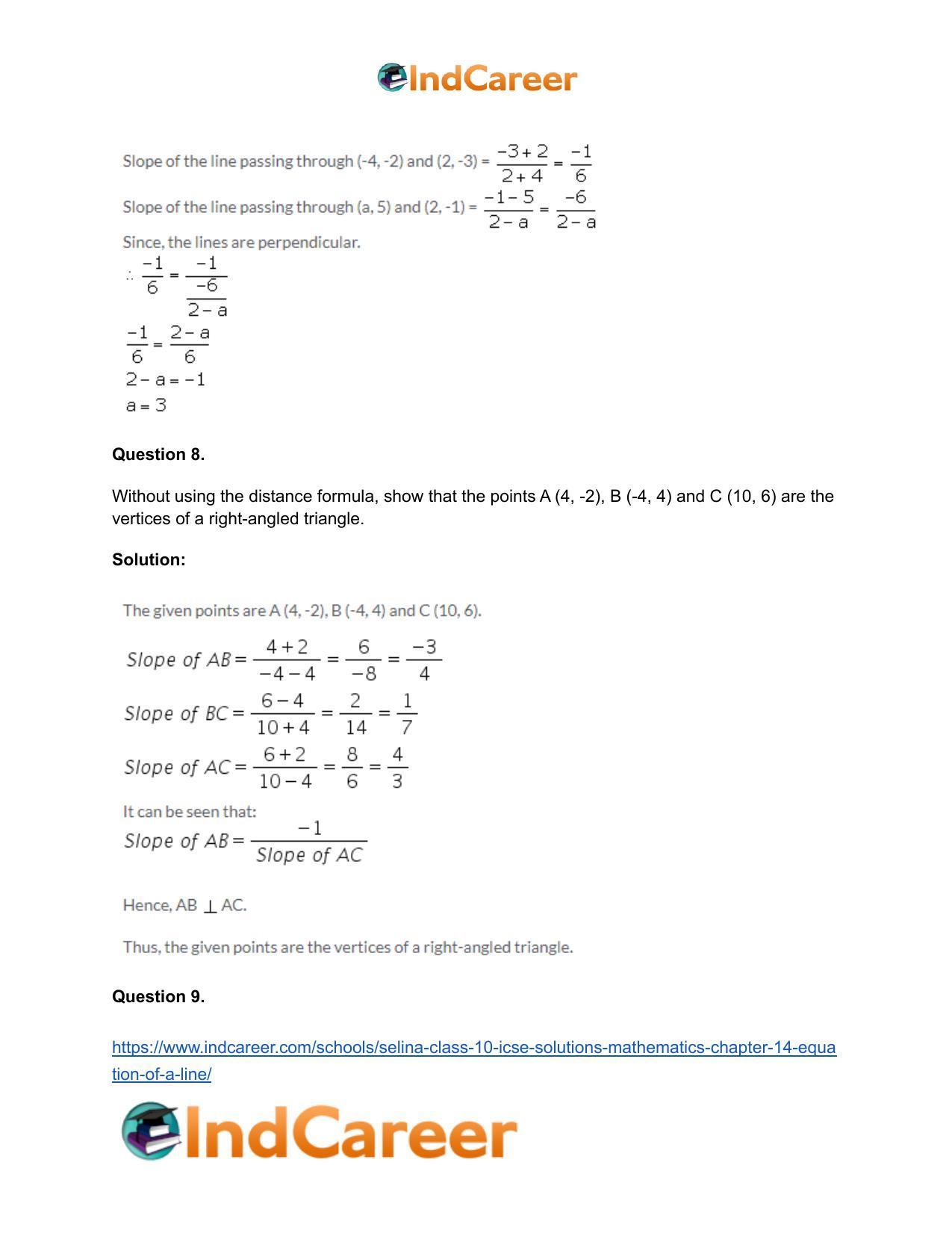 Selina Class 10 ICSE Solutions Mathematics : Chapter 14- Equation of a Line - Page 14