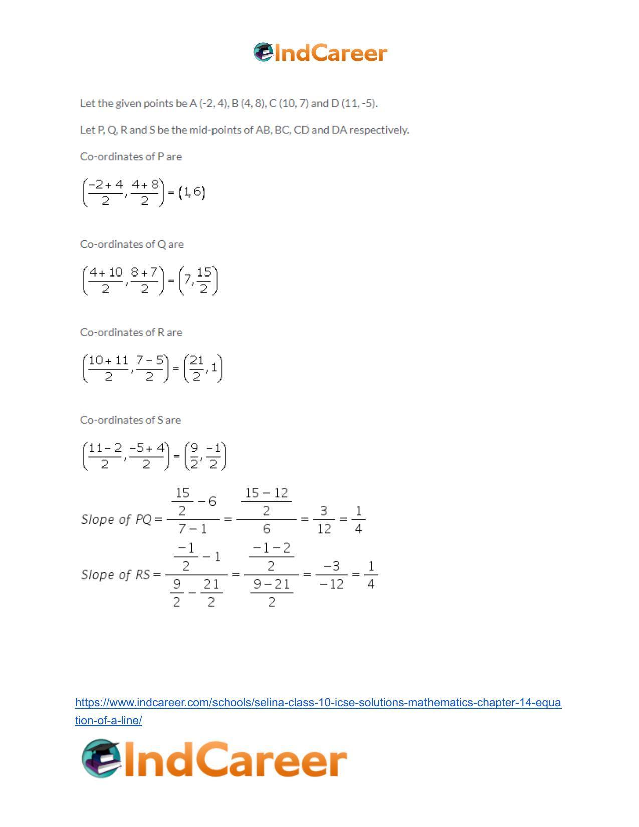Selina Class 10 ICSE Solutions Mathematics : Chapter 14- Equation of a Line - Page 16