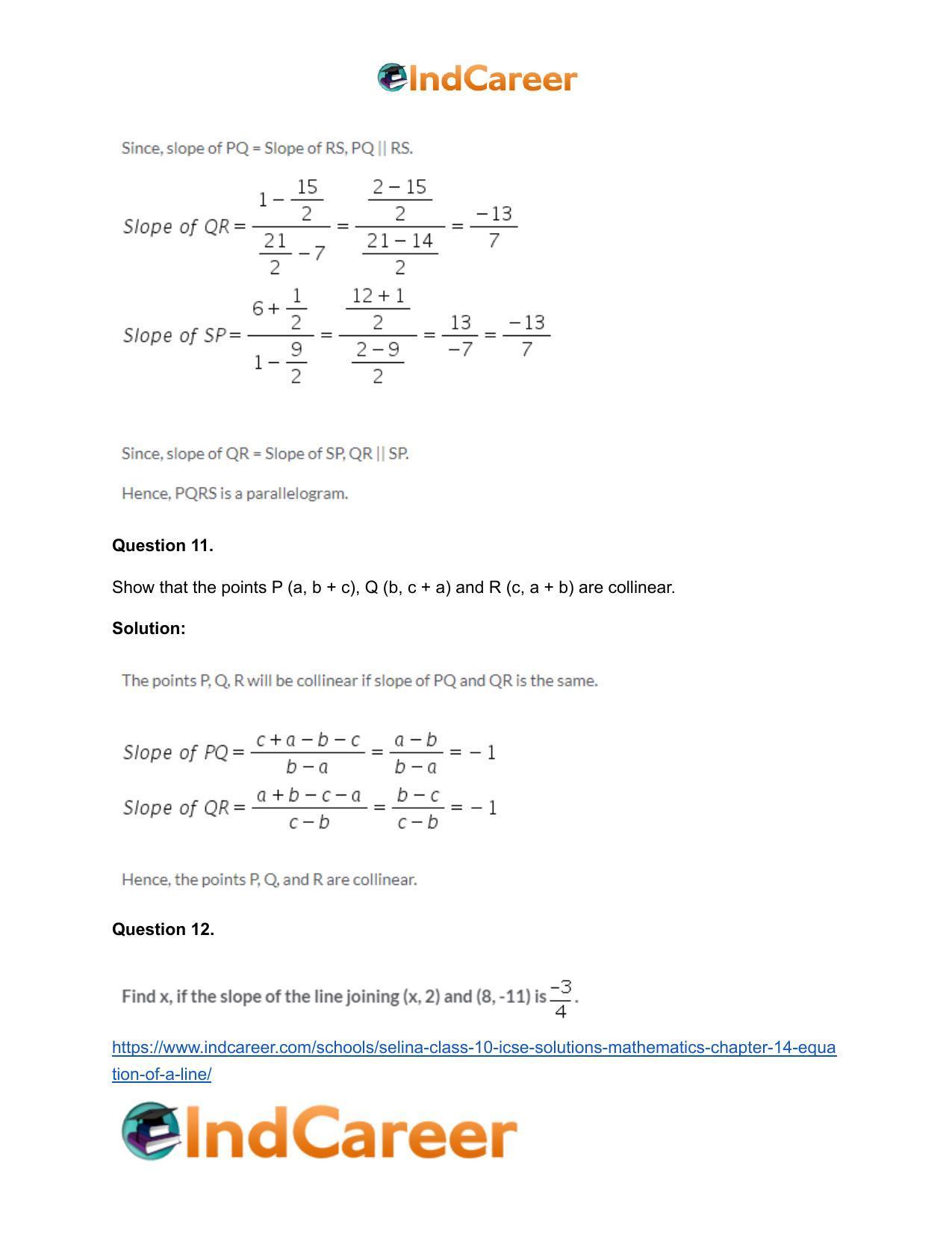 Selina Class 10 ICSE Solutions Mathematics : Chapter 14- Equation of a Line - Page 17