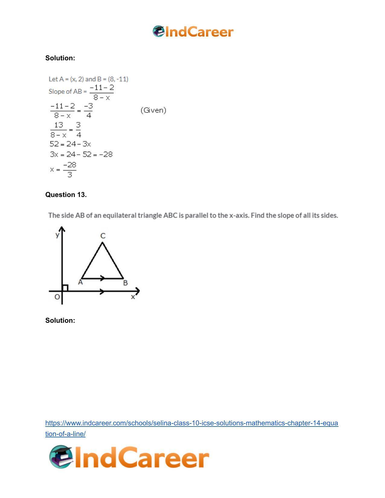Selina Class 10 ICSE Solutions Mathematics : Chapter 14- Equation of a Line - Page 18