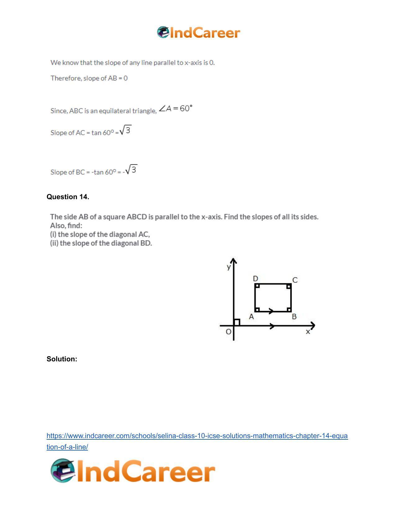 Selina Class 10 ICSE Solutions Mathematics : Chapter 14- Equation of a Line - Page 19
