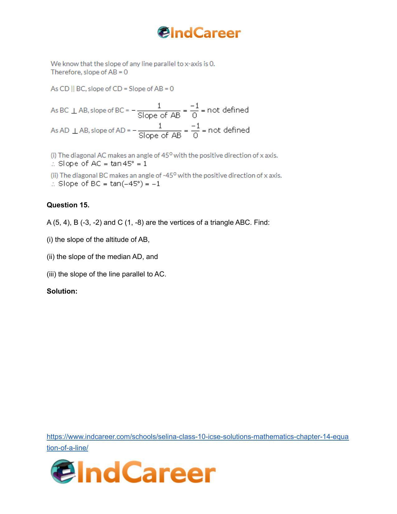 Selina Class 10 ICSE Solutions Mathematics : Chapter 14- Equation of a Line - Page 20