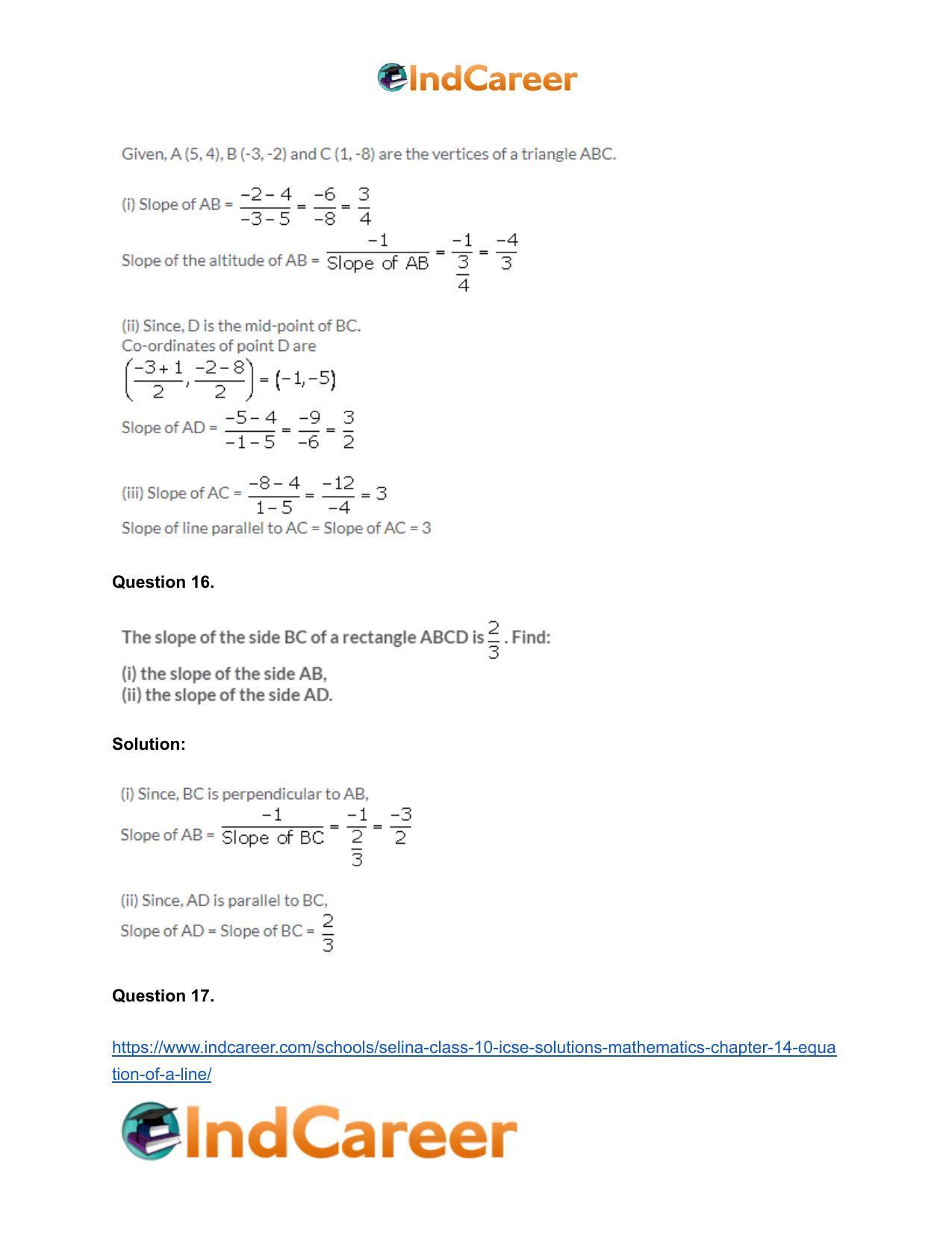 Selina Class 10 ICSE Solutions Mathematics : Chapter 14- Equation of a Line - Page 21