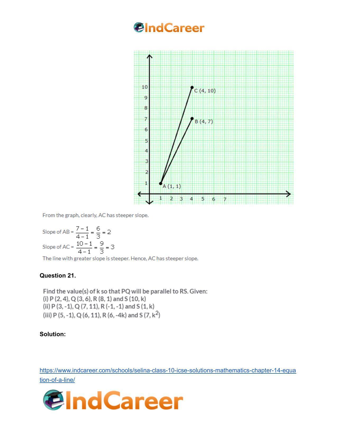 Selina Class 10 ICSE Solutions Mathematics : Chapter 14- Equation of a Line - Page 24