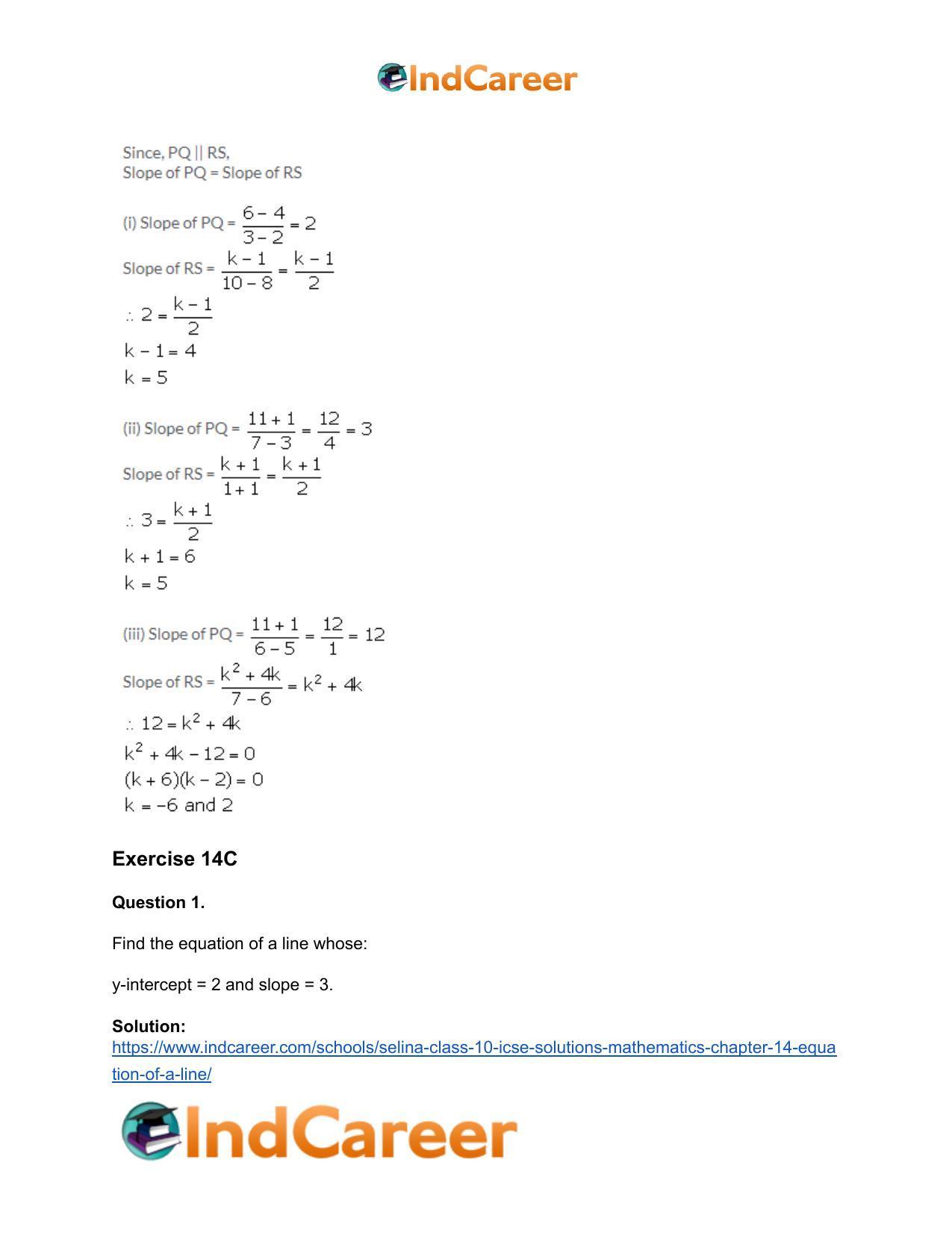 Selina Class 10 ICSE Solutions Mathematics : Chapter 14- Equation of a Line - Page 25