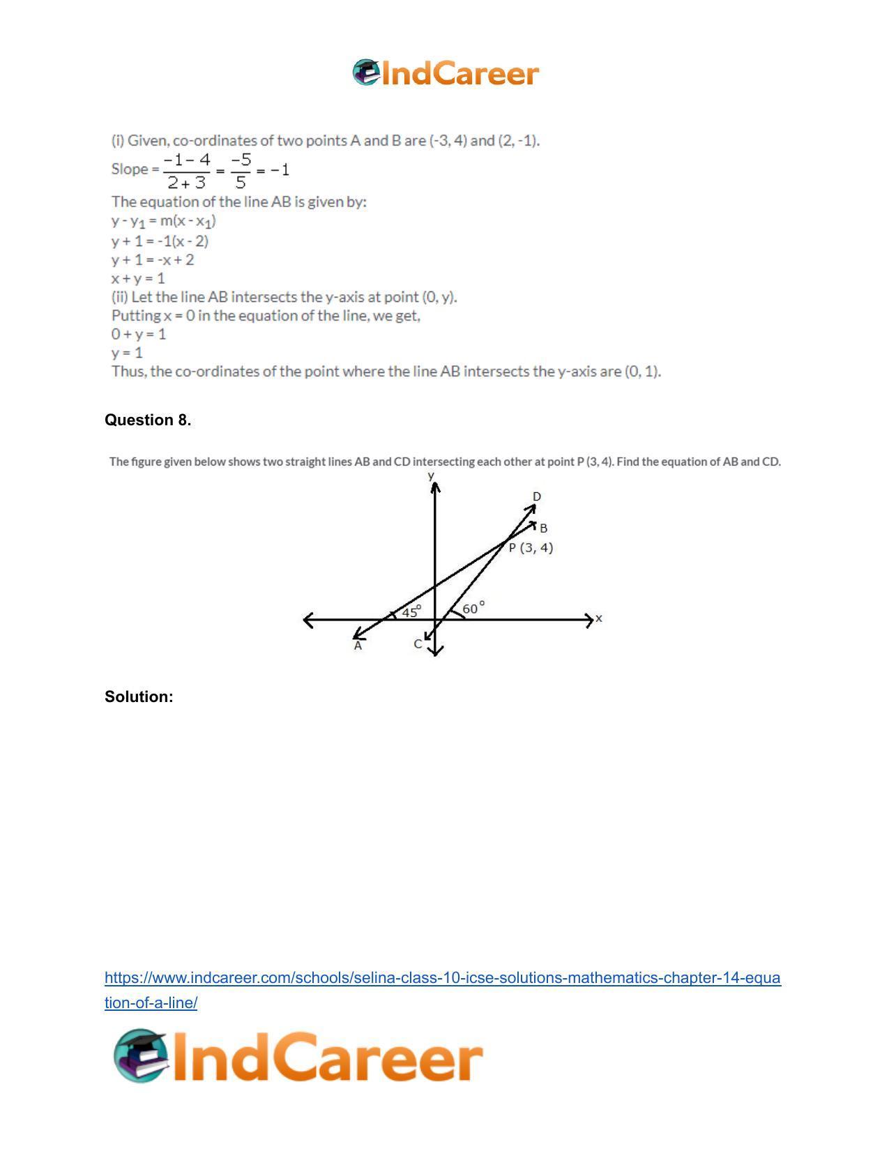 Selina Class 10 ICSE Solutions Mathematics : Chapter 14- Equation of a Line - Page 29
